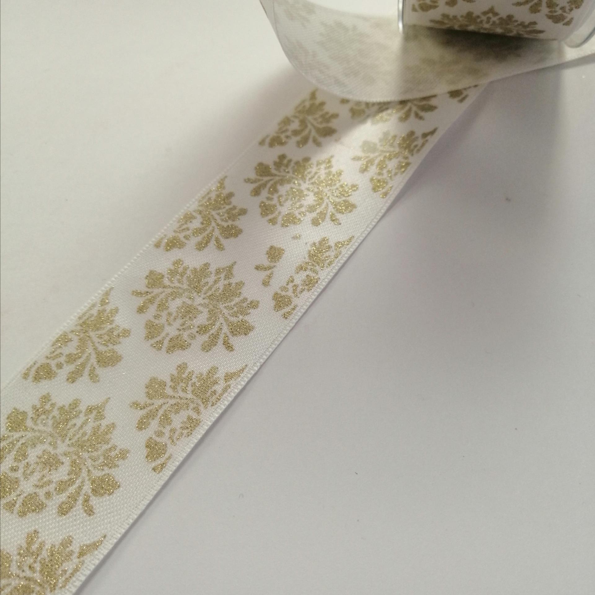 nastro bianco con decoro oro Goldina 40 mm x 1mt nastri