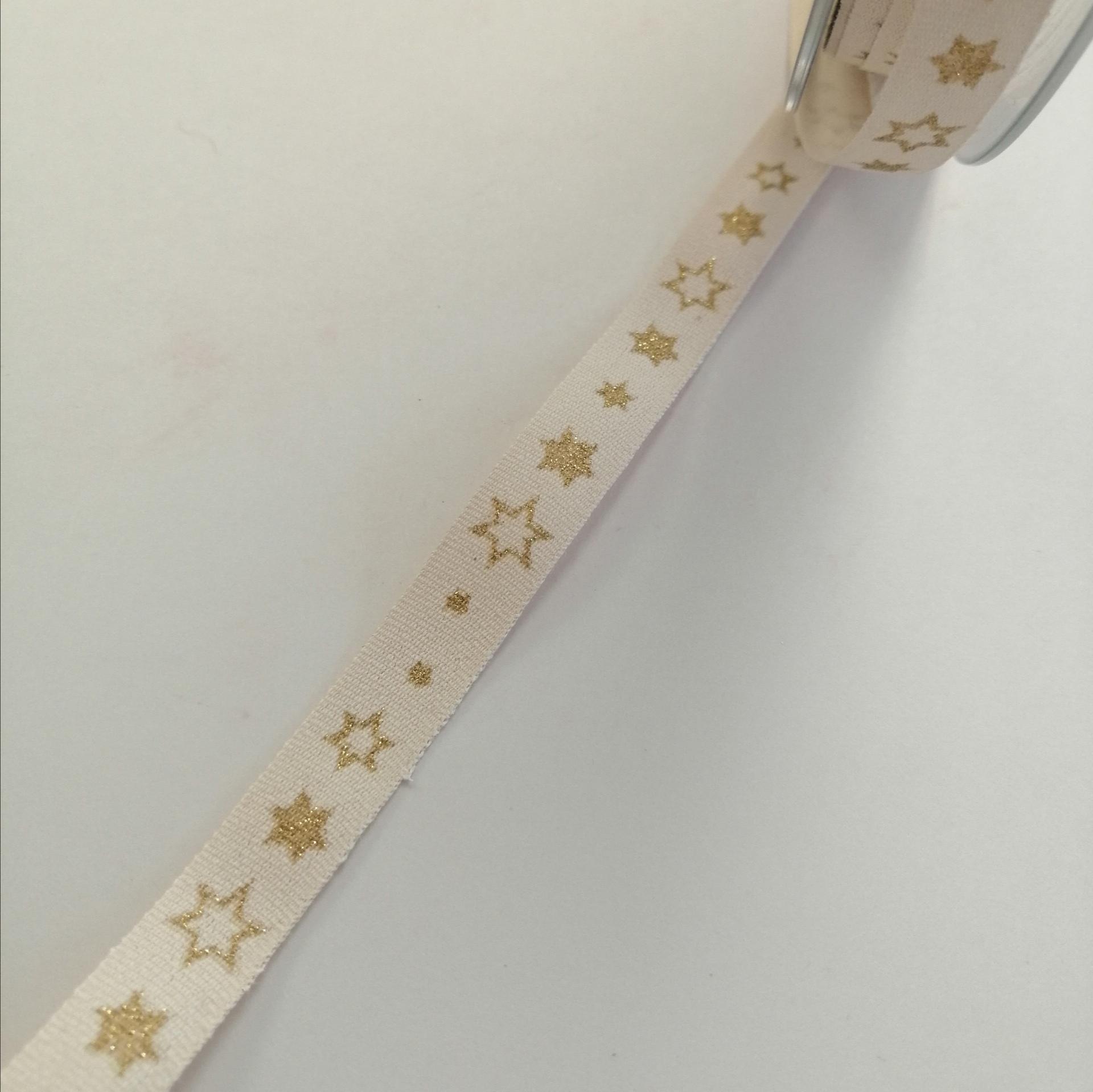 nastro bianco con stelle oro goldina 10 mm x 1 mt