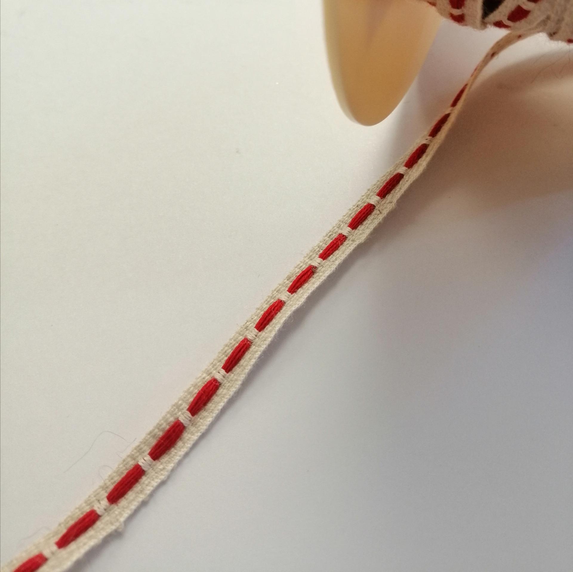 nastro lino beige/rosso Stafil 6 mm x 1mt - Nastri