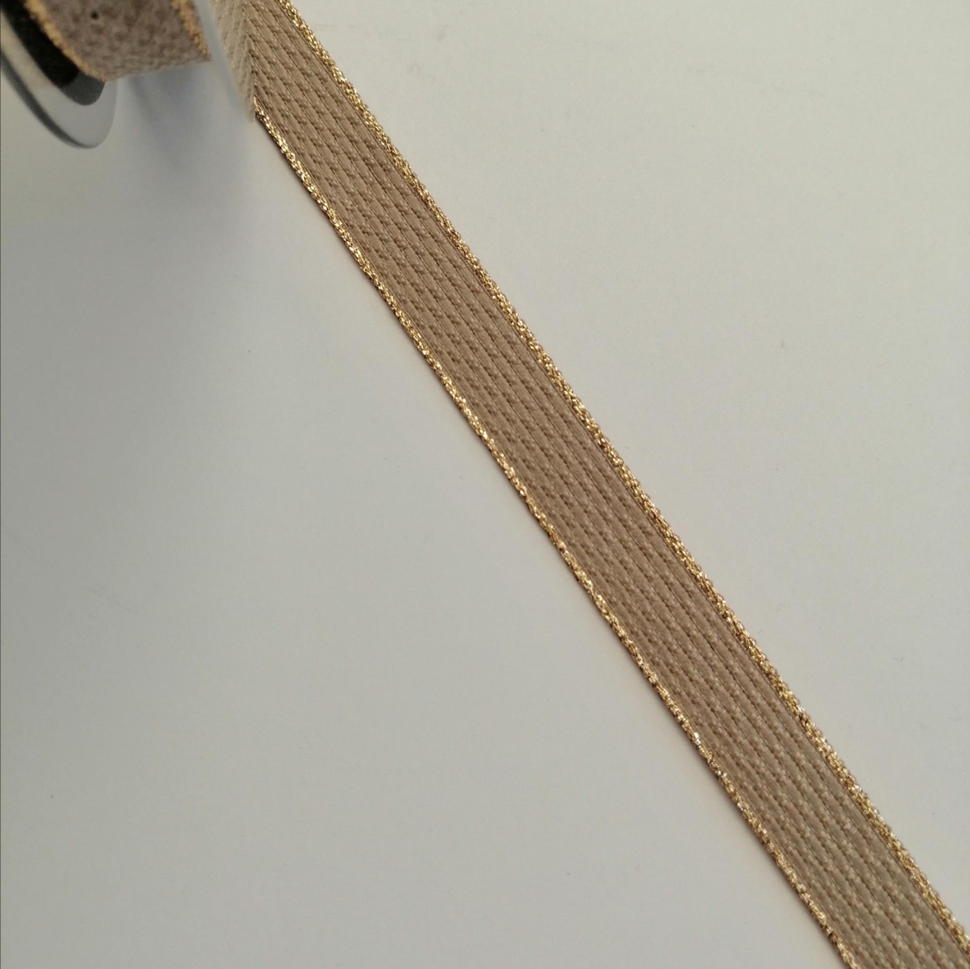 nastro tortora con bordino oro goldina 15 mm x 1mt