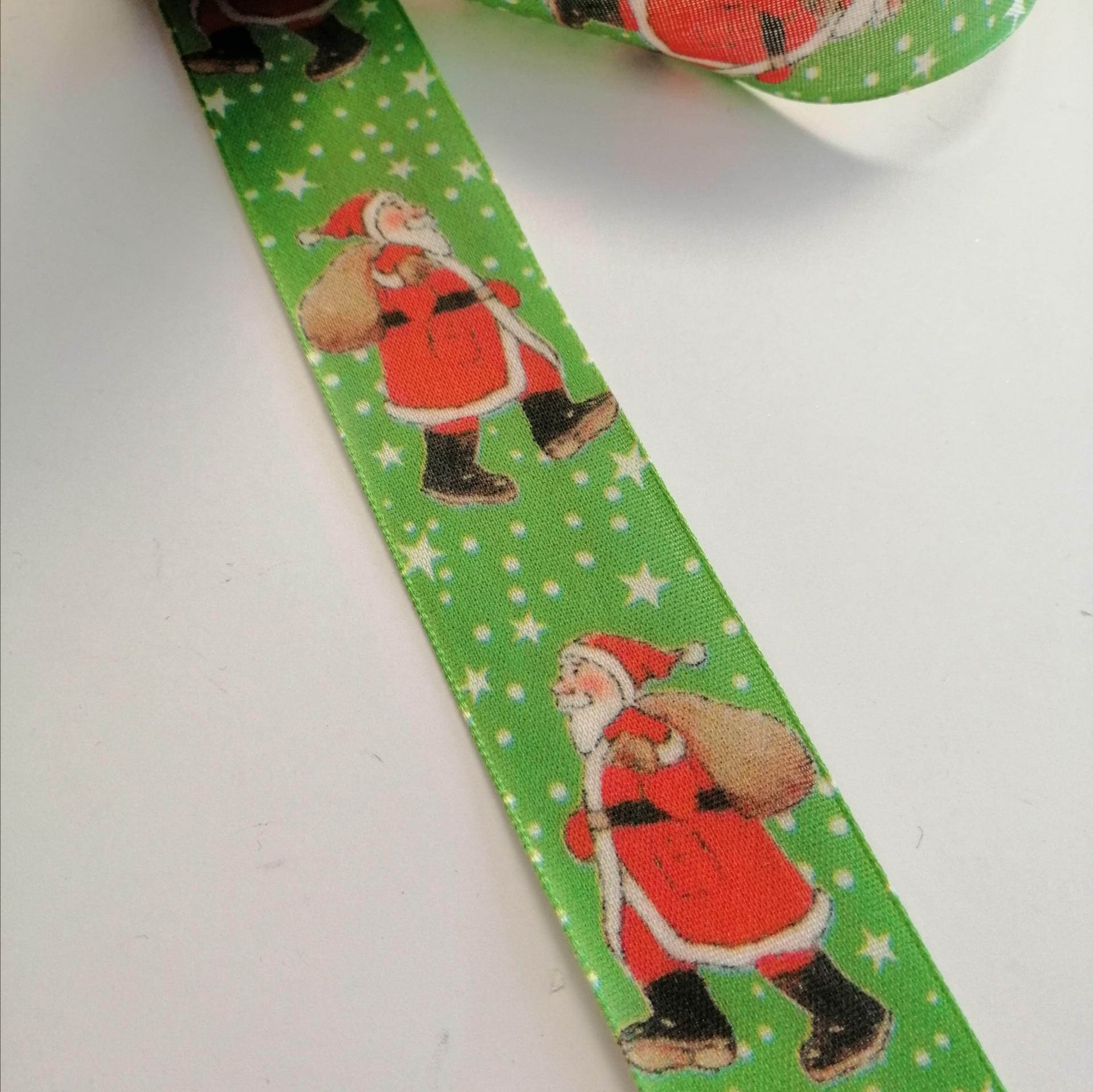 nastro natale verde con babbi natale Goldina 40 mm x 1 mt