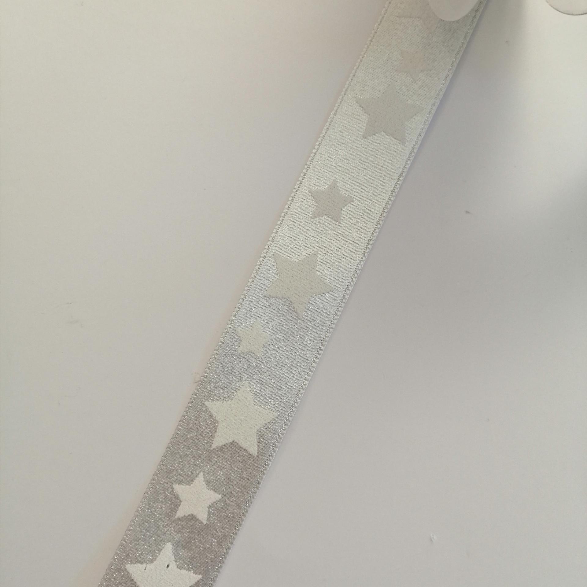 nastro argento con stelle bianche Goldina 25 mm x 1 mt