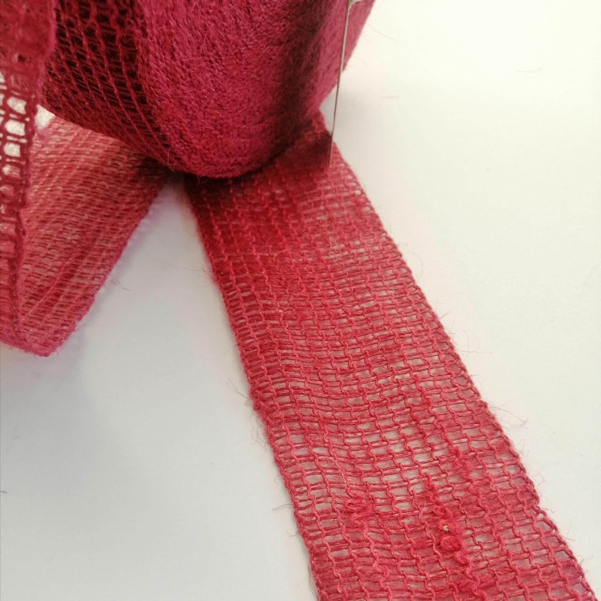 nastro juta  rete colore  rosso nastri di mirta 60 mm x 1 mt