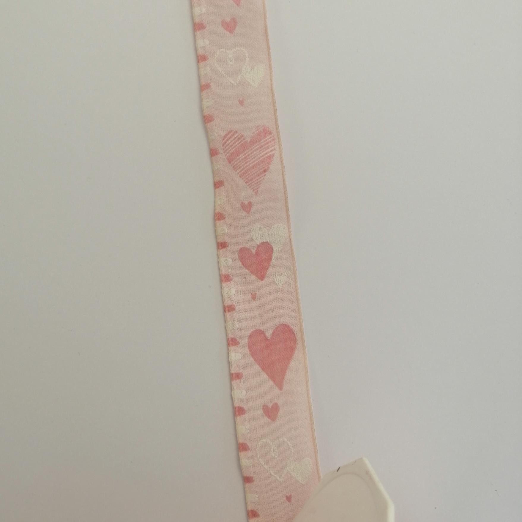 nastro rosa con cuori Goldina 25 mm x 1 mt