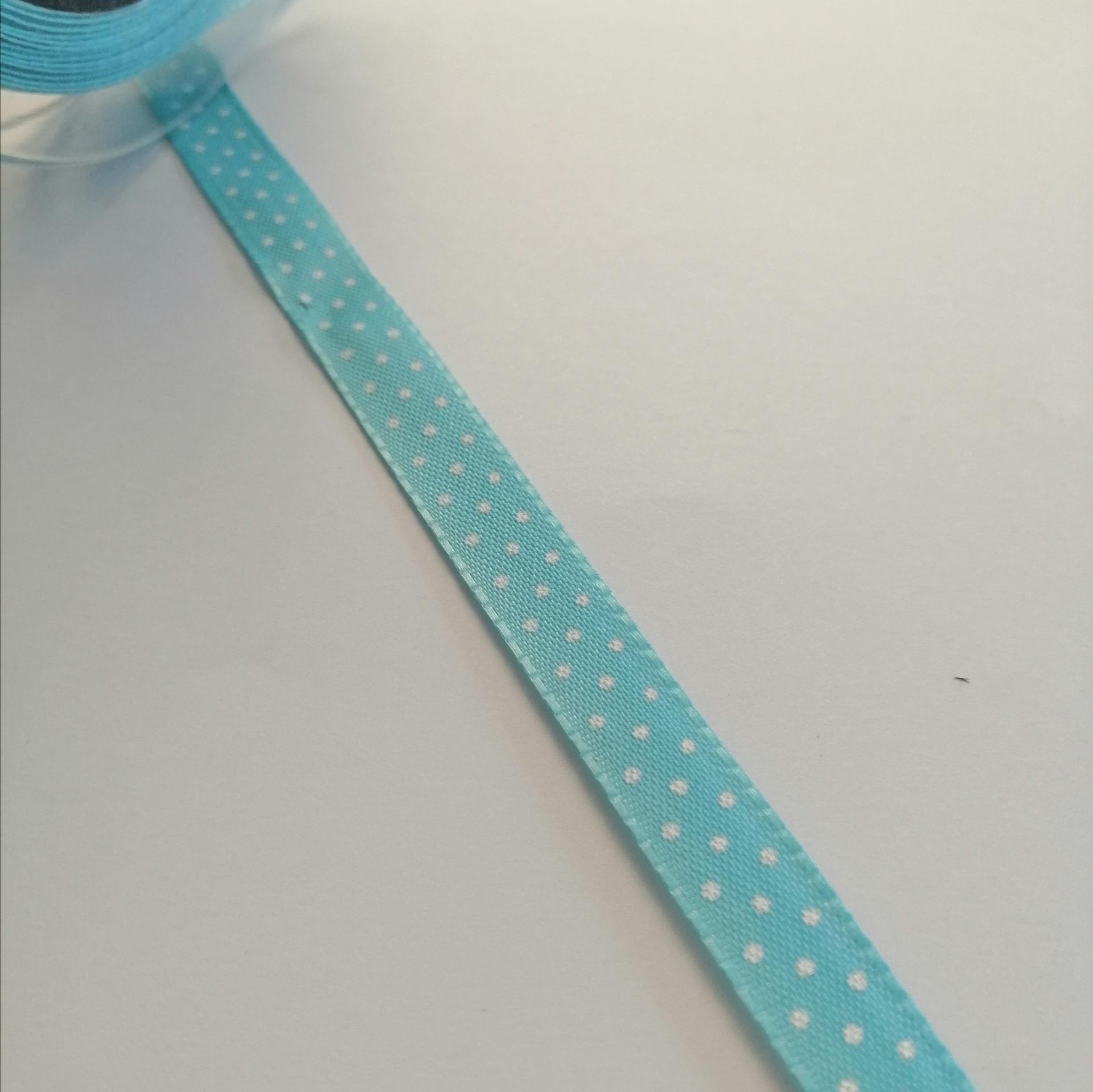 nastro turchese con pois bianchi Goldina 10 mm per 1 mt