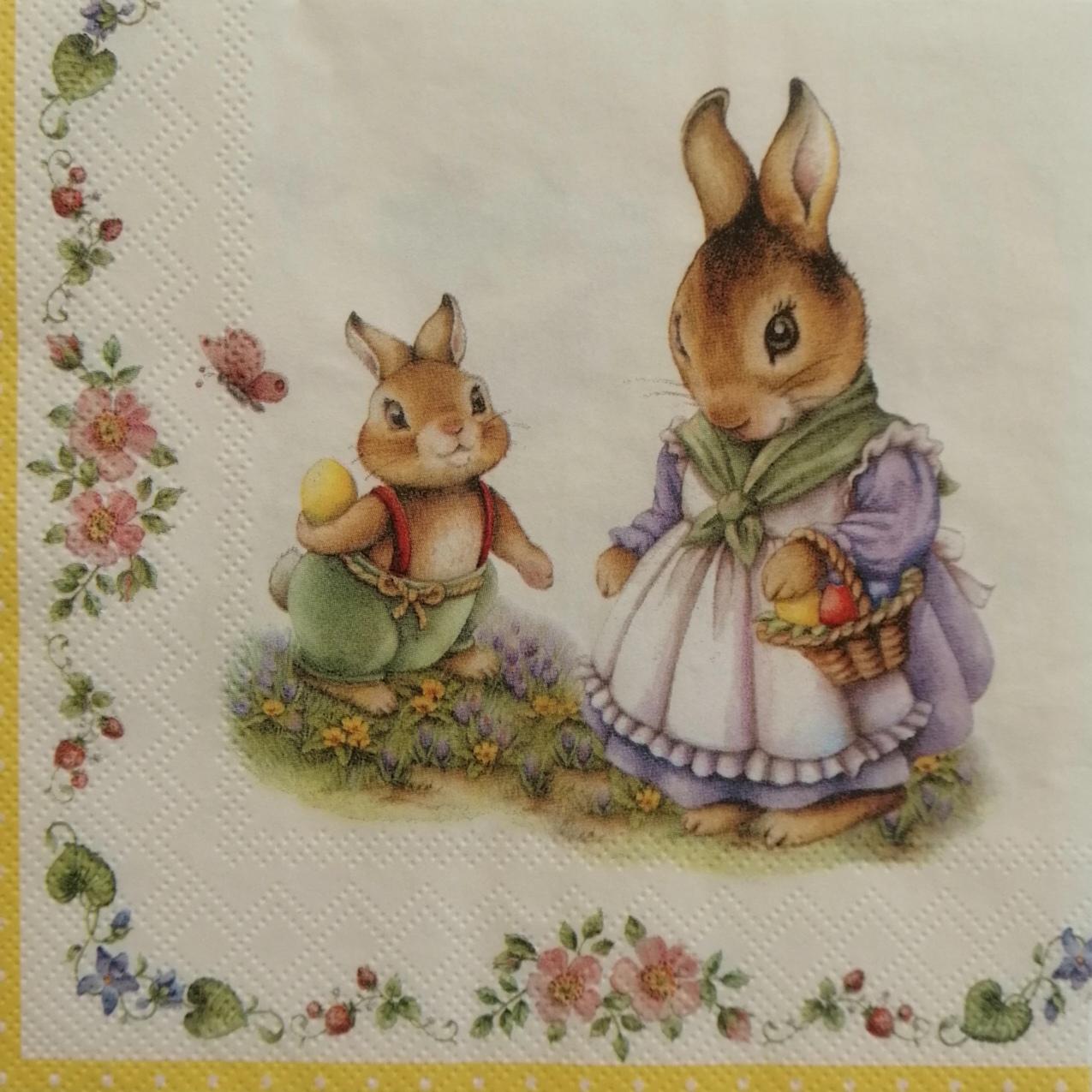 33 x 33 La signora e il signor Coniglietto di Pasqua 20 pezzi 3 strati Tovaglioli di carta monouso 