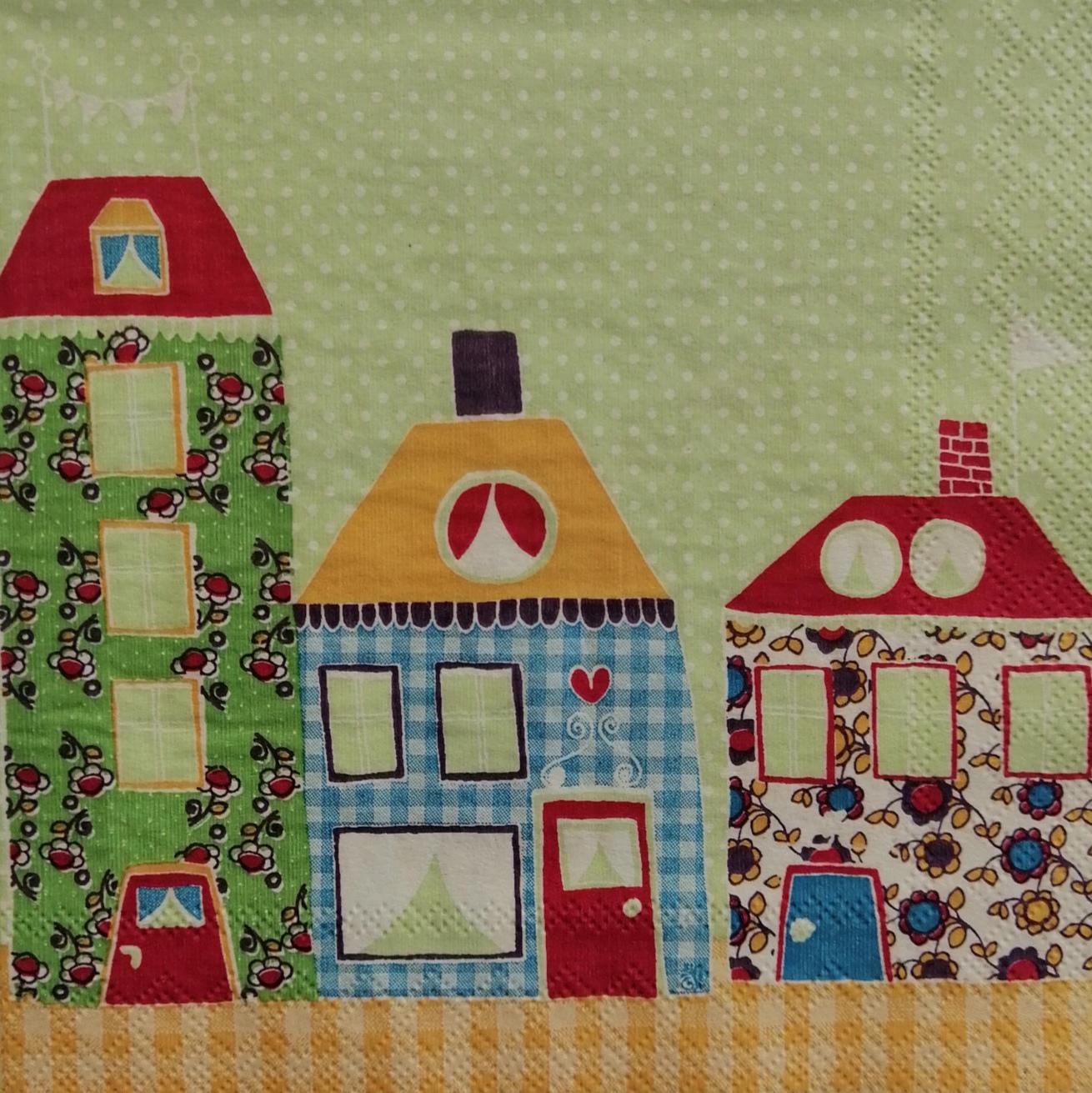 tovaglioli case colorate arti e grafica busta da 2 pezzi 25 x 25 cm