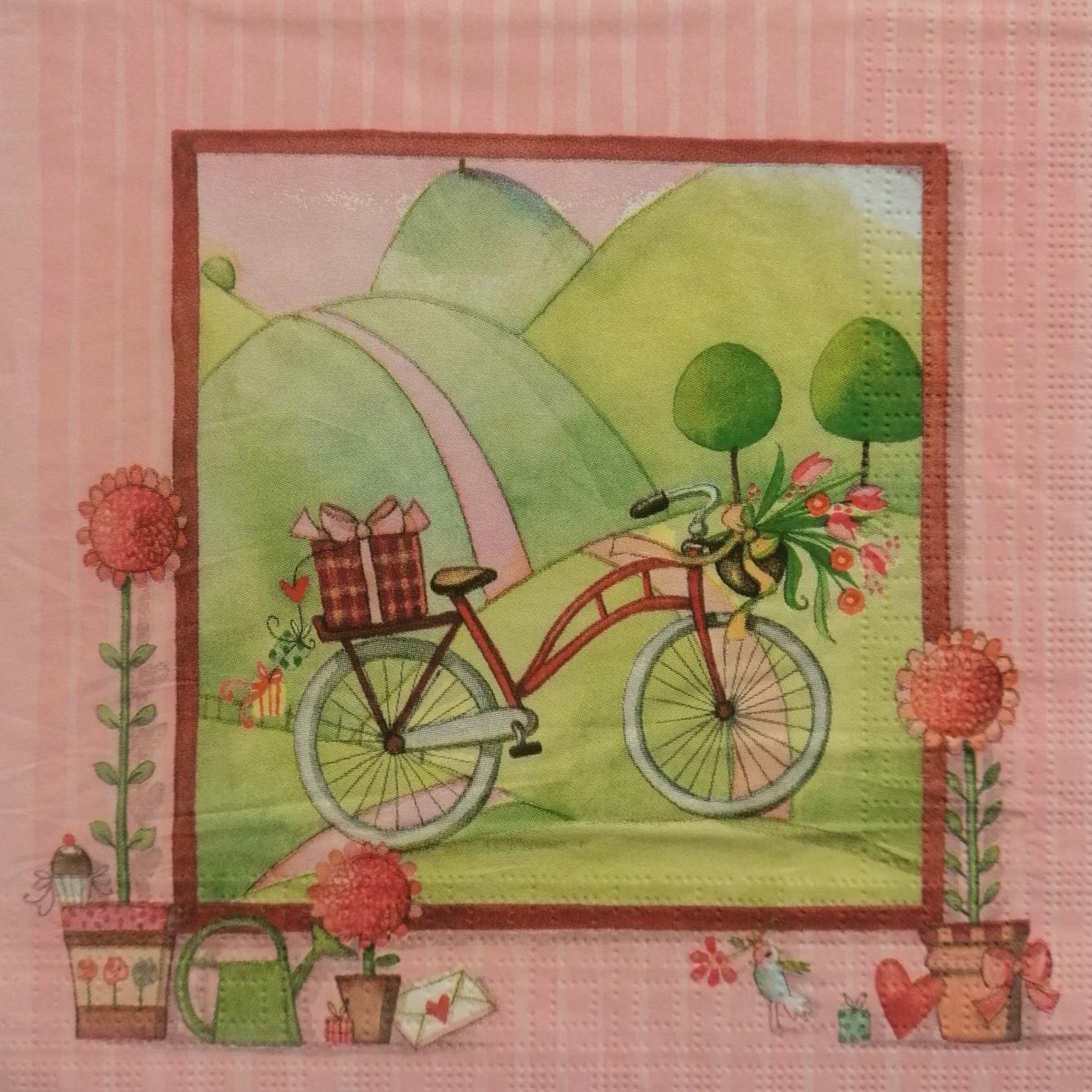 tovaglioli per decoupage bicicletta arti e grafica busta da 2 pezzi 33 x 33 cm
