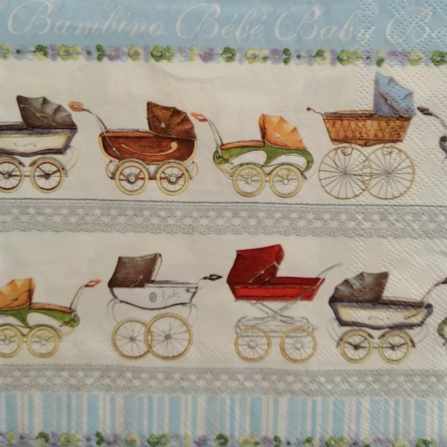 tovagliolo per decoupage baby carrozzineceleste arti e grafica busta da 2 pezzi 33 x 33 cm