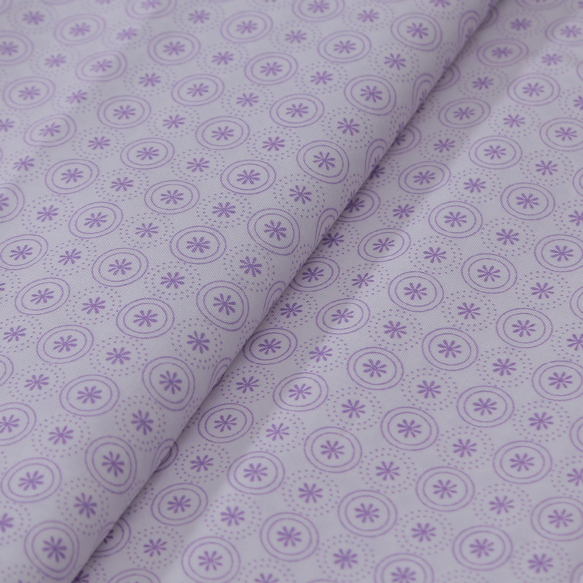 Stoffa Tante Ema bianca con cerchi e fiori glicine TANTE EMA 130X30CM