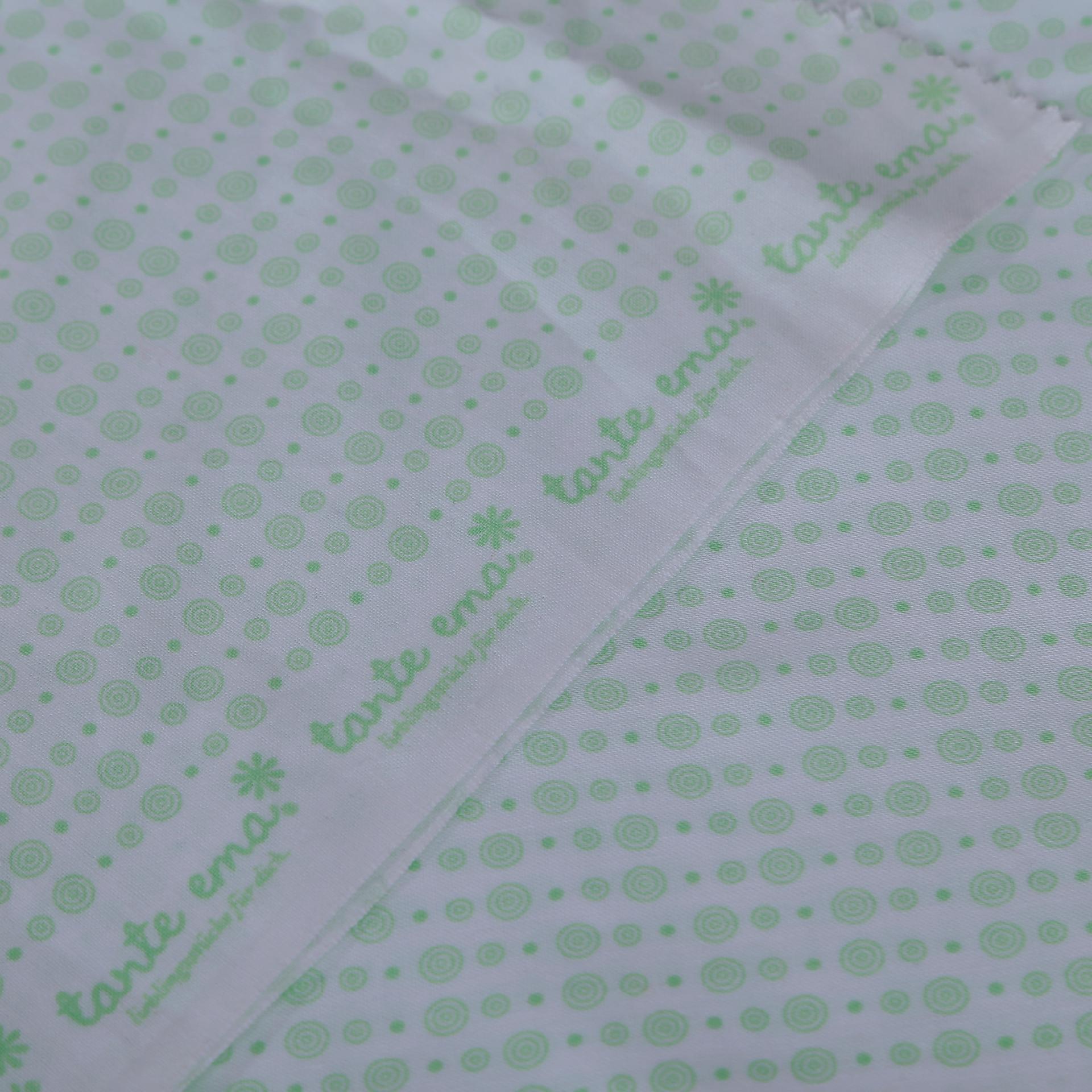Stoffa Tante Ema bianca con cerchi verde chiaro TANTE EMA 130X30CM