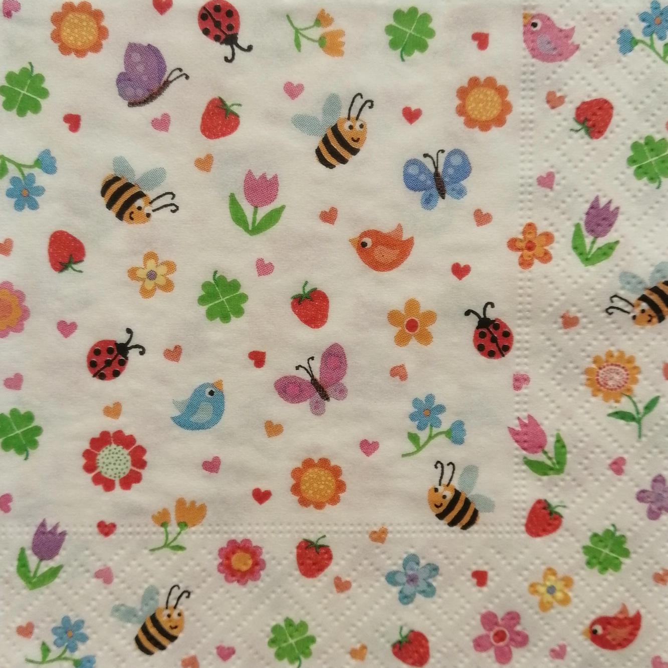 tovaglioli per decoupage margherite farfalle e api arti e grafica busta da 2 pezzi 25x25cm