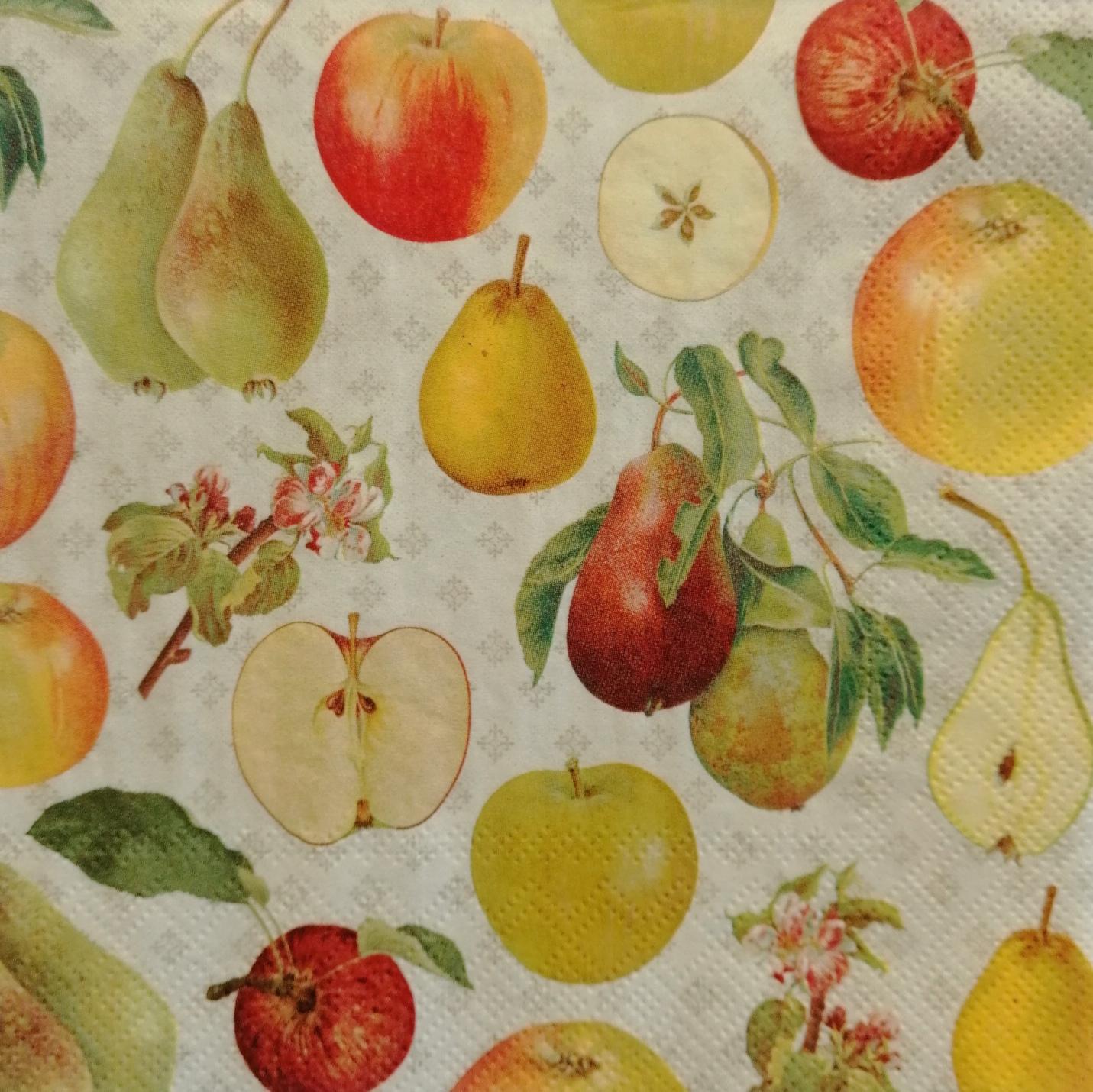 tovaglioli per decoupage mele e pere arti e grafica busta da 2 pezzi 25x25cm