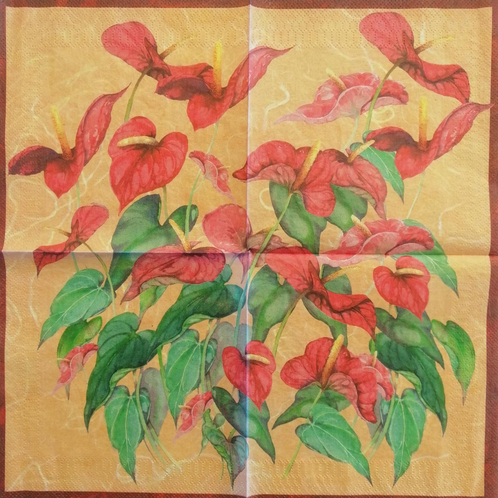 tovaglioli per decoupage fiori anthurium arti e grafica busta da 2 pezzi 33x33 cm