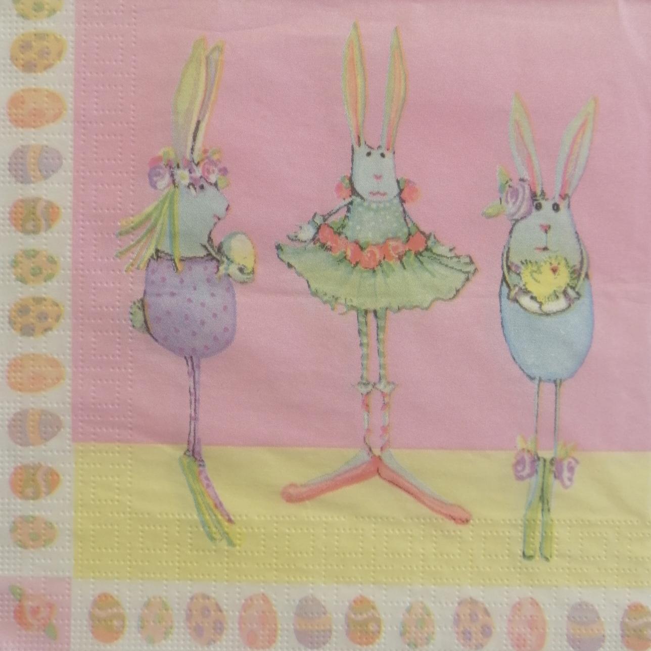 tovaglioli per decoupage conigli arti e grafica busta da 2 pezzi 33x33 cm