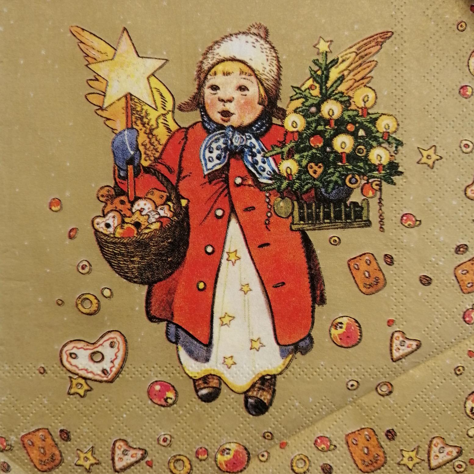 tovaglioli per  decoupage angelo natalizio arti e grafica busta da 2 pezzi 33x33