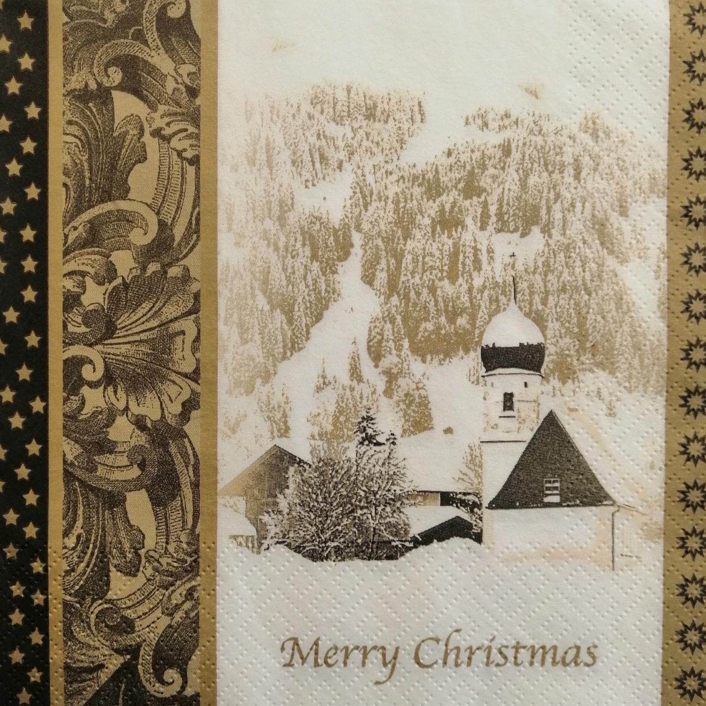 tovaglioli per  decoupage paesaggio innevato natalizio arti e grafica busta da 2 pezzi 33x33