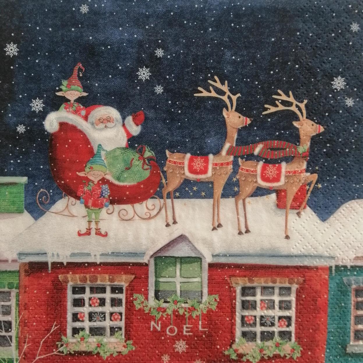  Babbo Natale divertente  a strati 33 x 33 cm  4 tovaglioli per decoupage  4 individuali per lavoretti e tovaglioli Art. 