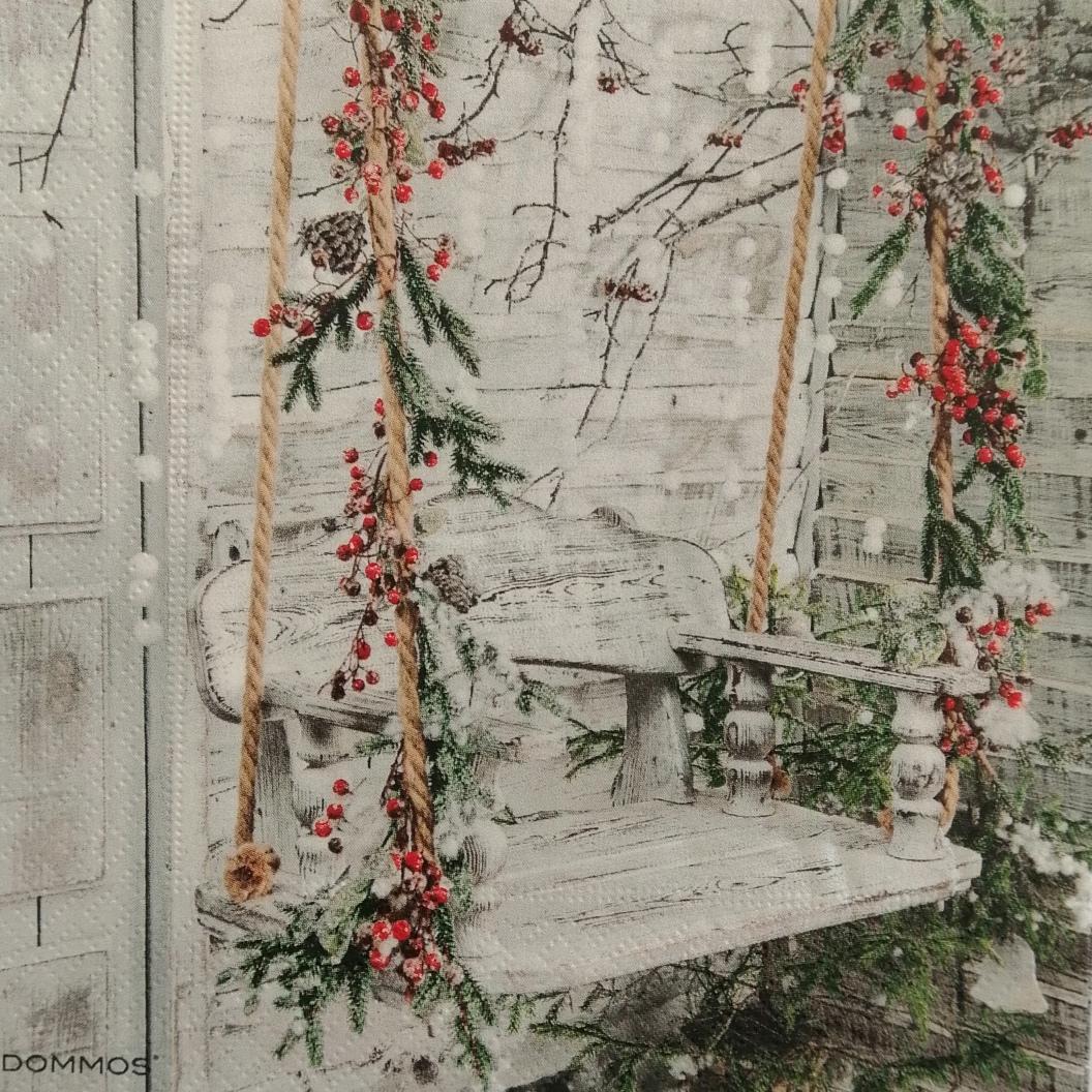tovaglioli per decoupage natalizio altalena con agrifoglio arti e grafica busta da 2 pezzi 33x33