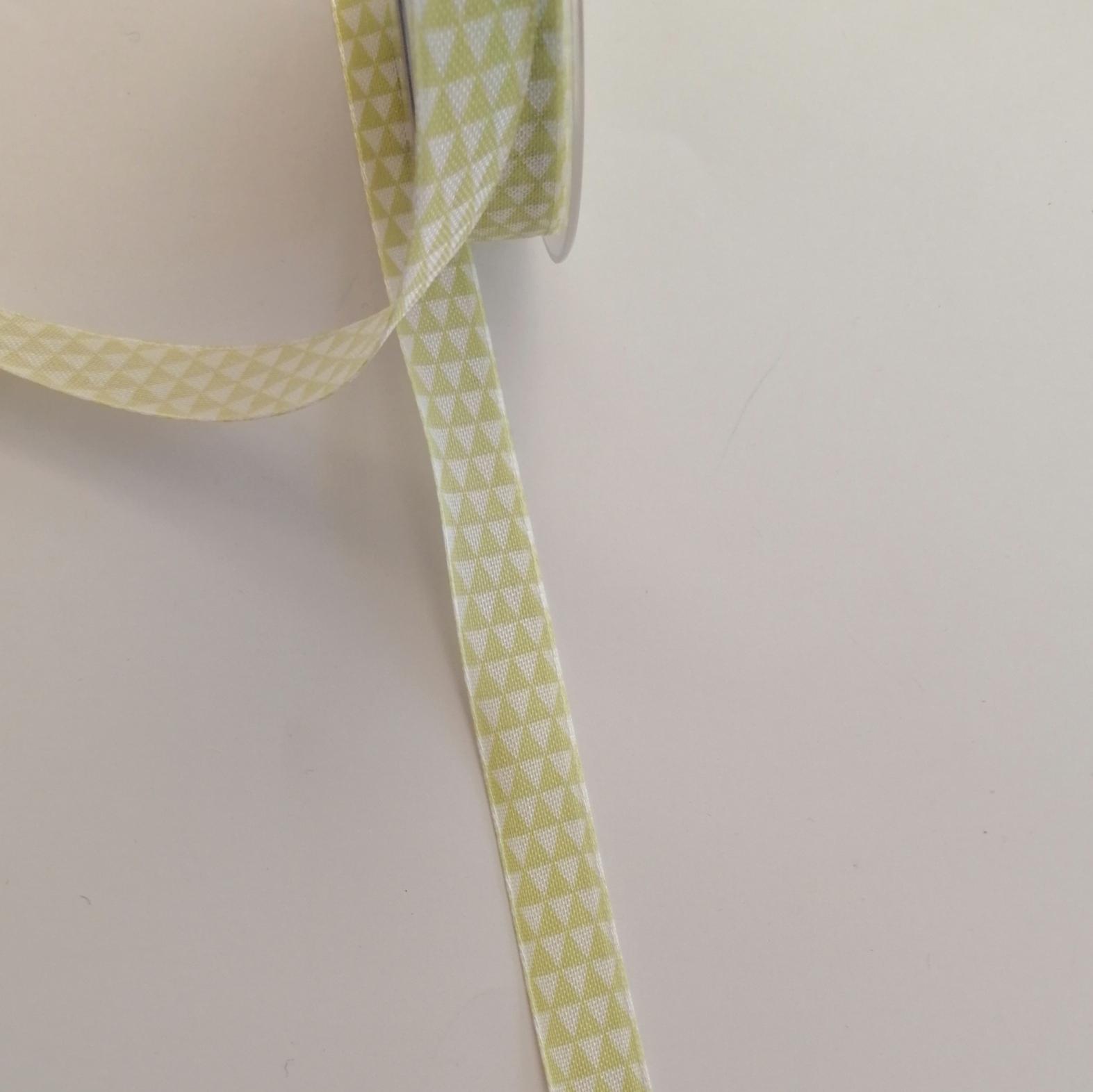 nastro con triangolini bianchi e limone Goldina 15 mm x 1 mt