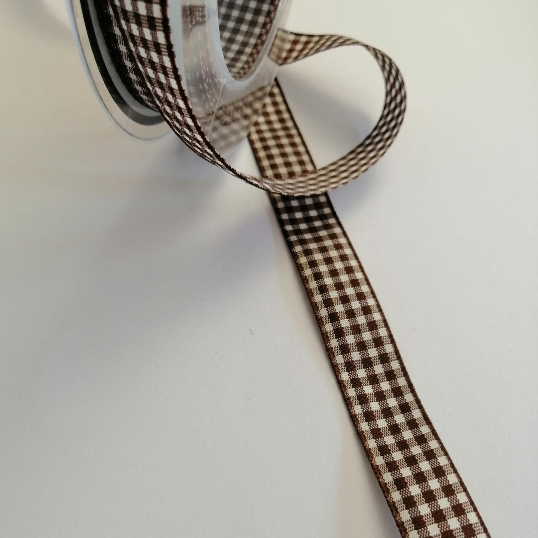 nastro quadrucci marrone e bianco goldina 15 mm x 1mt nastri
