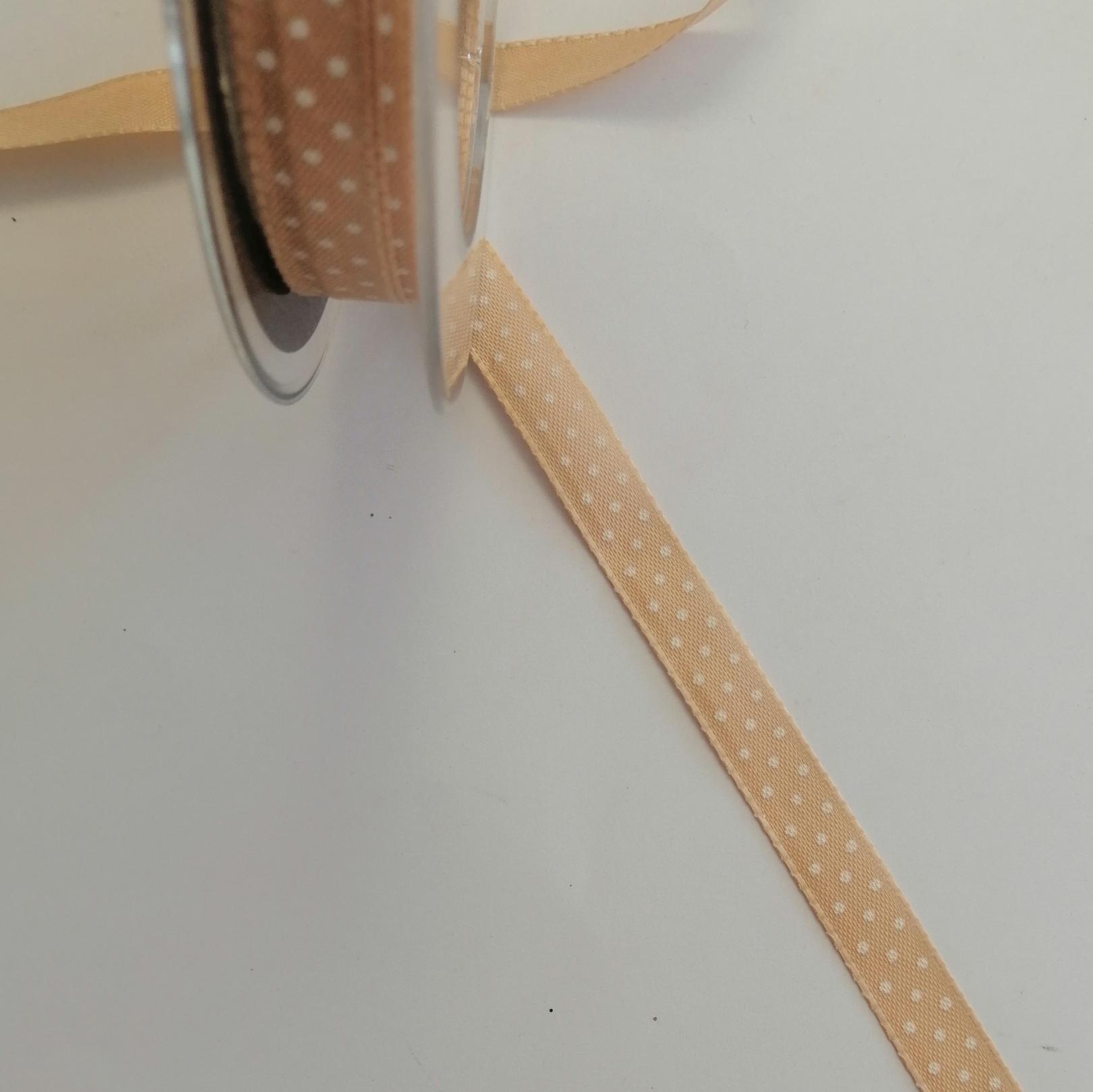 nastro beige con pois bianco Goldina 10 mm per 1 mt