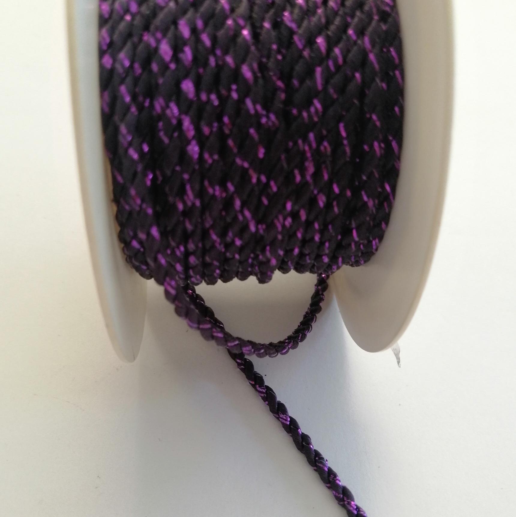 cordoncino viola con filo lurex rayher 3mm x 1 mt