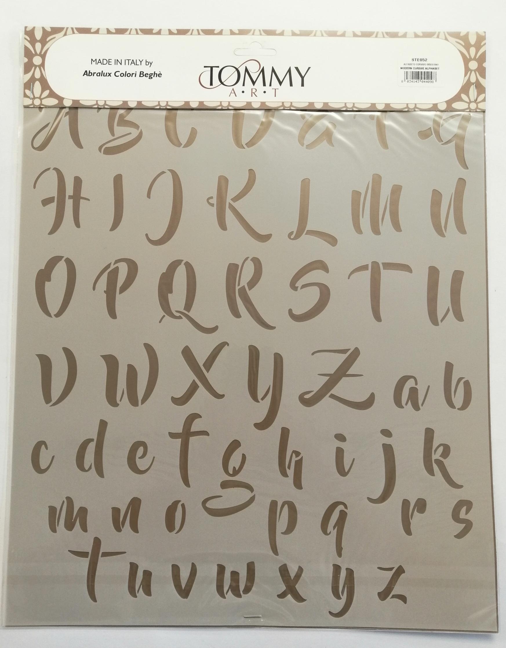 Stencil alfabeto corsivo moderno tommy art 34 x 40 cm - Bagheria