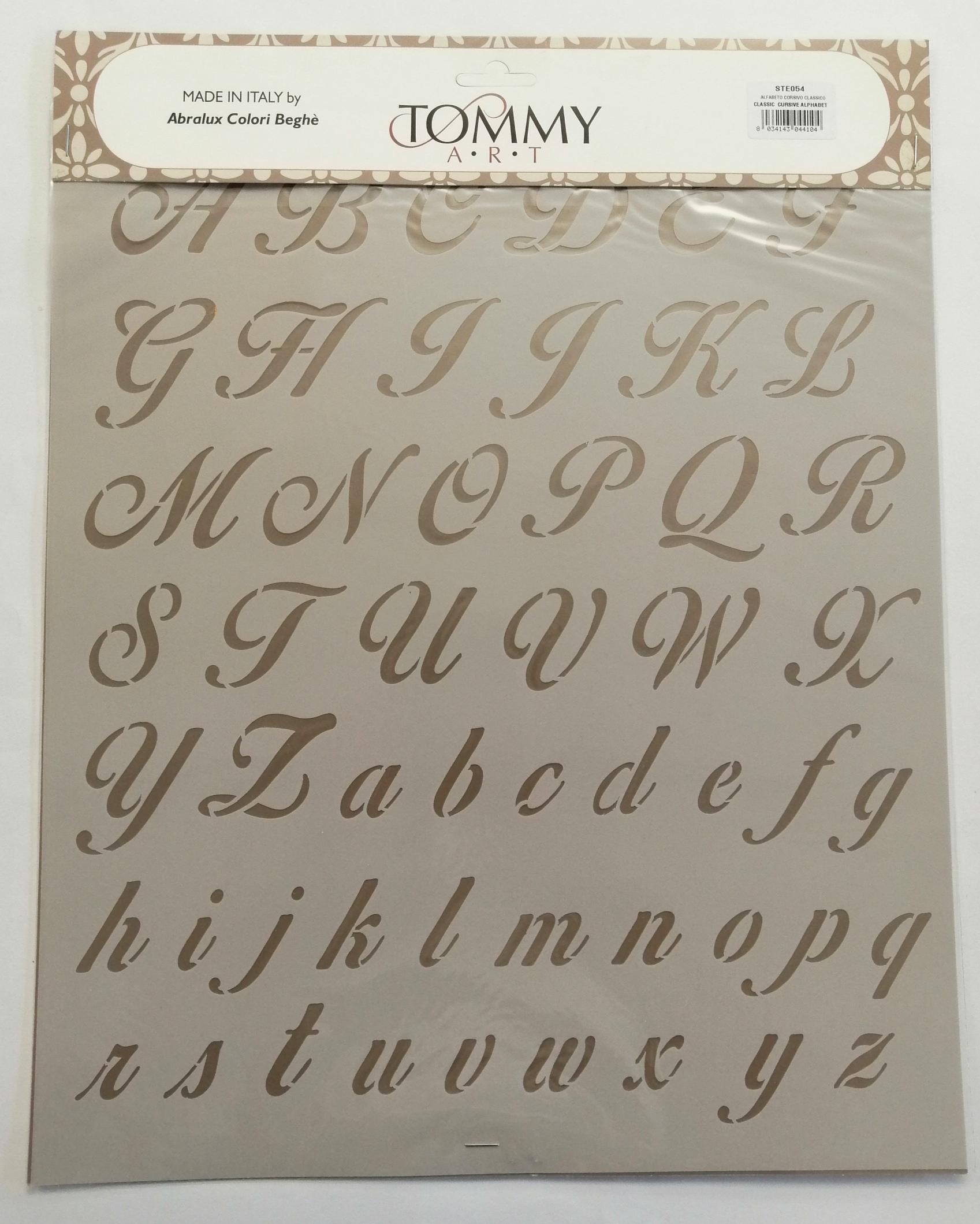 Stencil alfabeto corsivo classico tommy art 34 x 40 cm - Bagheria