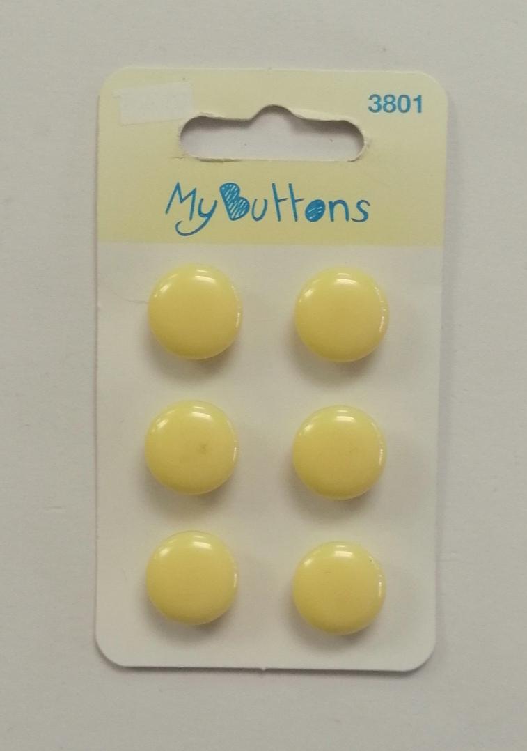 Bottoni in resina gialli Stafil busta da 6 pezzi diametro1,2 cm
