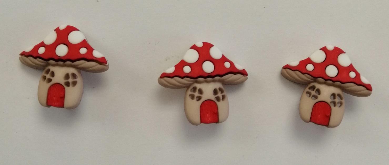 Bottoni decorativi in resina a forma di funghi Stafil busta da 3 pezzi 3 cm circa