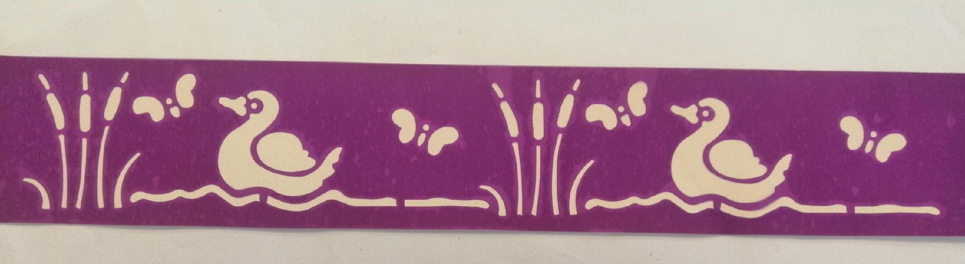 Stencil decoro papere e farfalle brico 67 x 11 cm