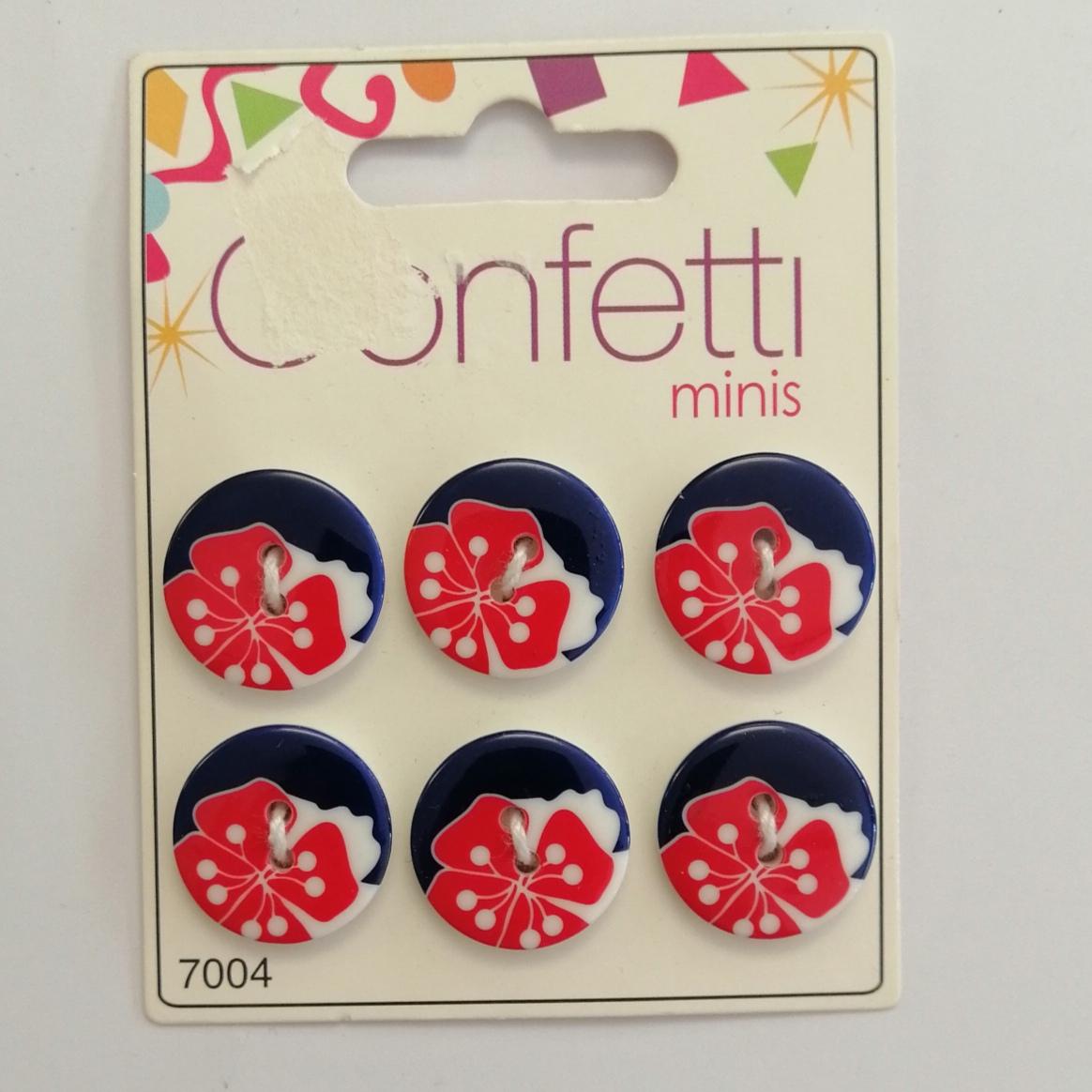 bottoni in resina tondo con fiore stampato Stafil busta da 18 pezzi diametro 2 cm