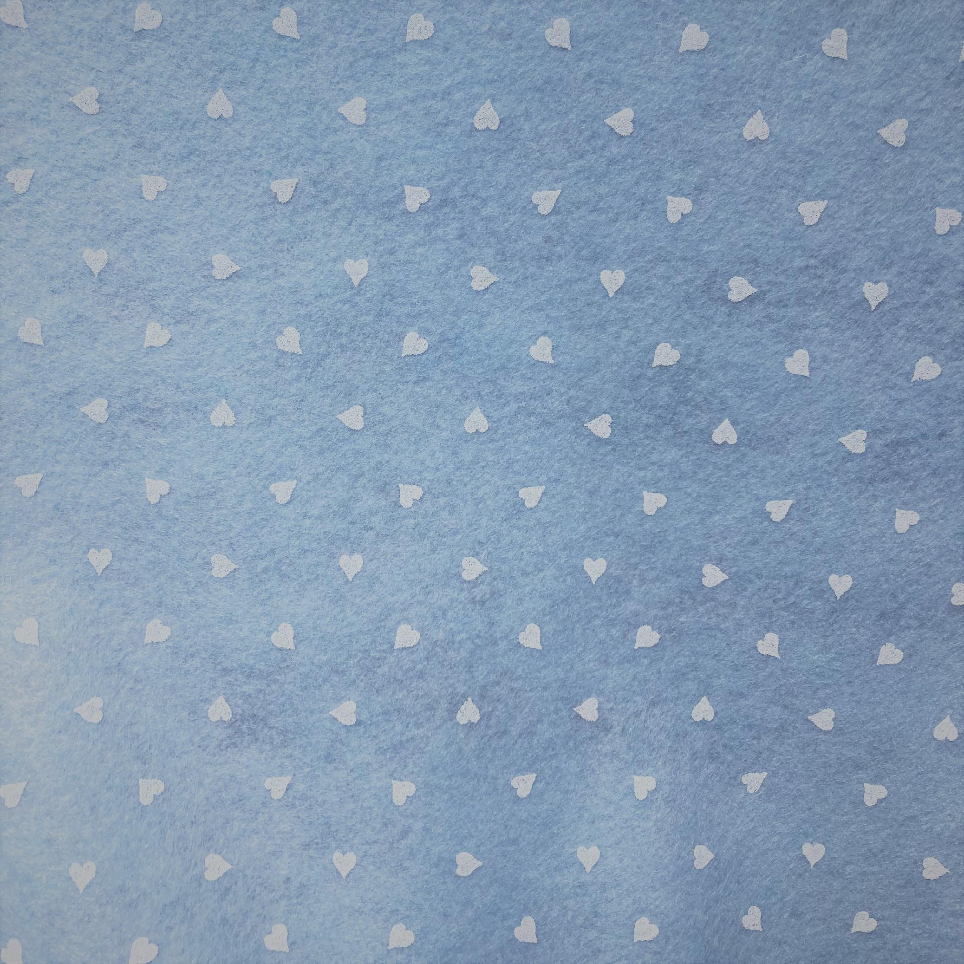 Pannolenci celeste con cuoricini bianchi stafil 90x50cm