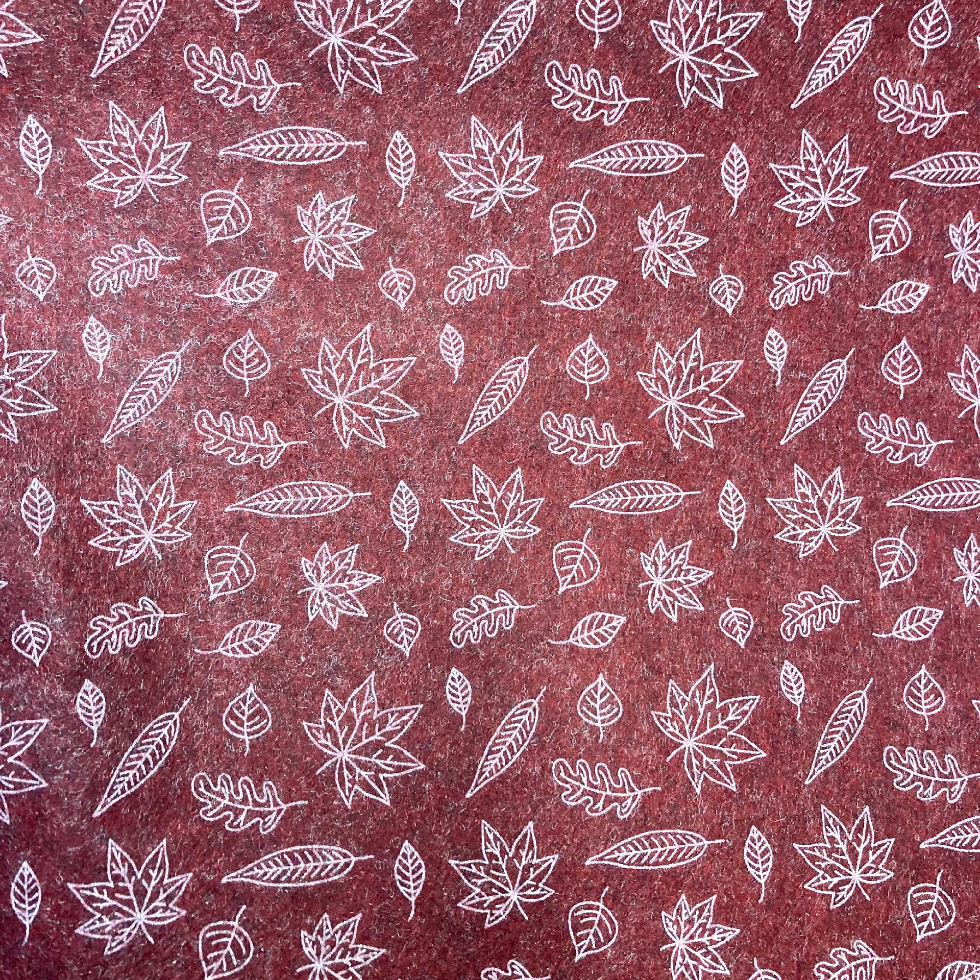Pannolenci bordeaux melange con foglie bianche stafil 90x50cm