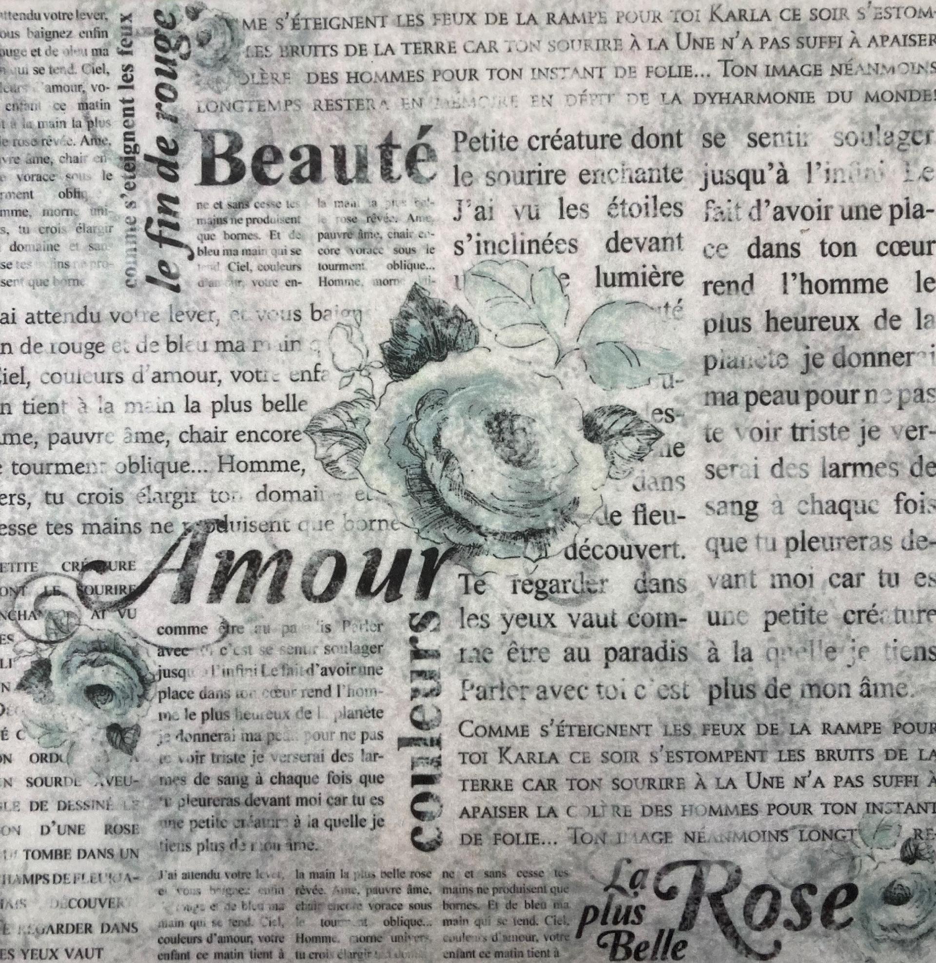 Feltro stampato bianco con rose stamperia 30x30