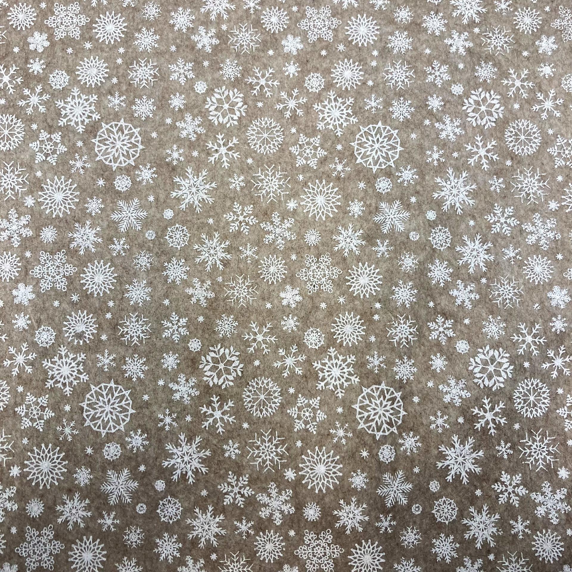 pannolenci  stampato beige con fiocchi di neve bianchi Stafil 30x40cm