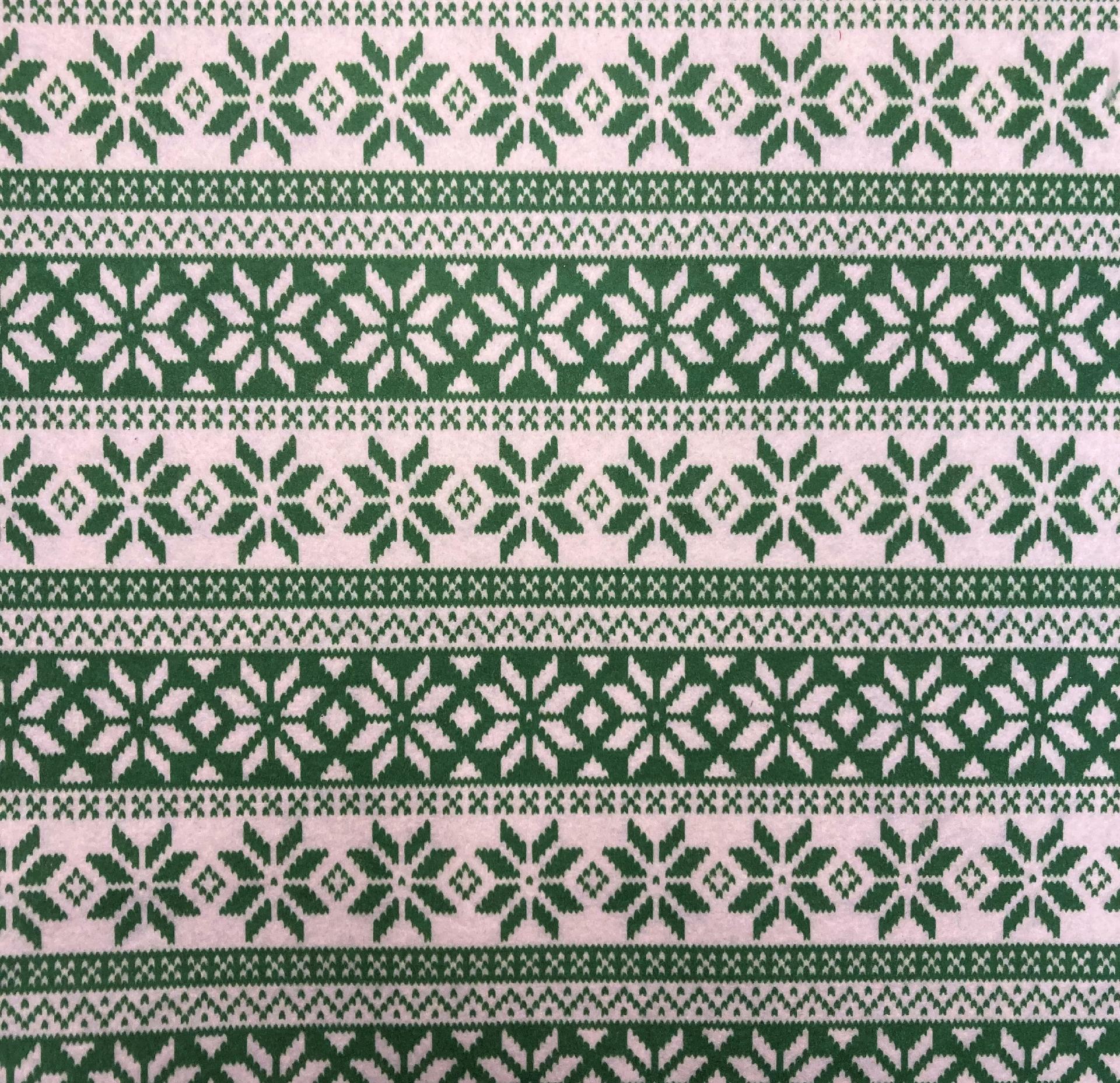 Feltro stampato verde e bianco fiocchi stafil 30x40cm