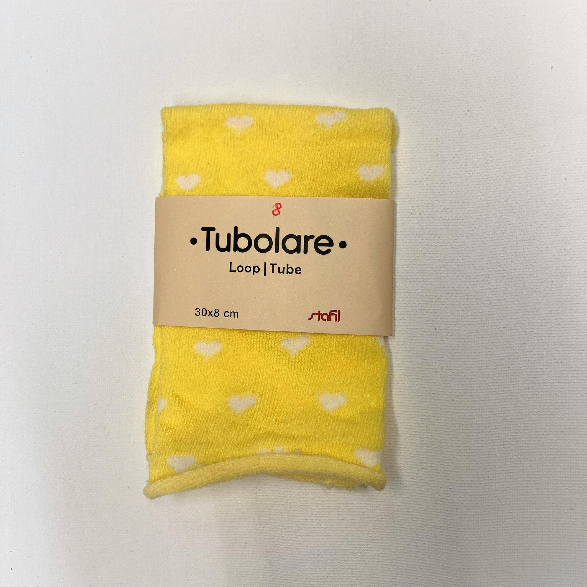 Tubolare Loop giallo con cuori bianchi Stafil 30x8 cm