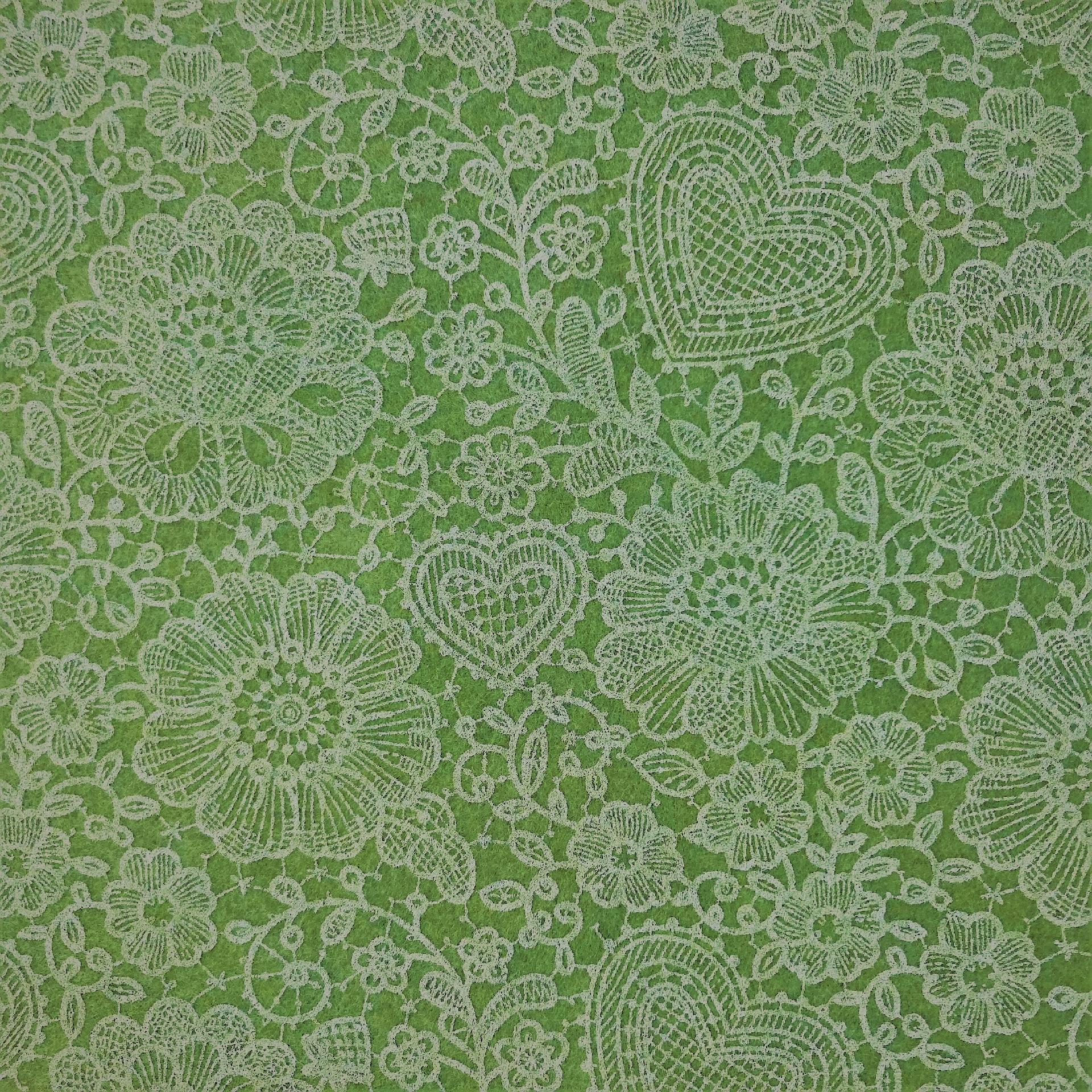 Pannolenci verde salvia/bianco effetto pizzo Stafil 90 x 50cm