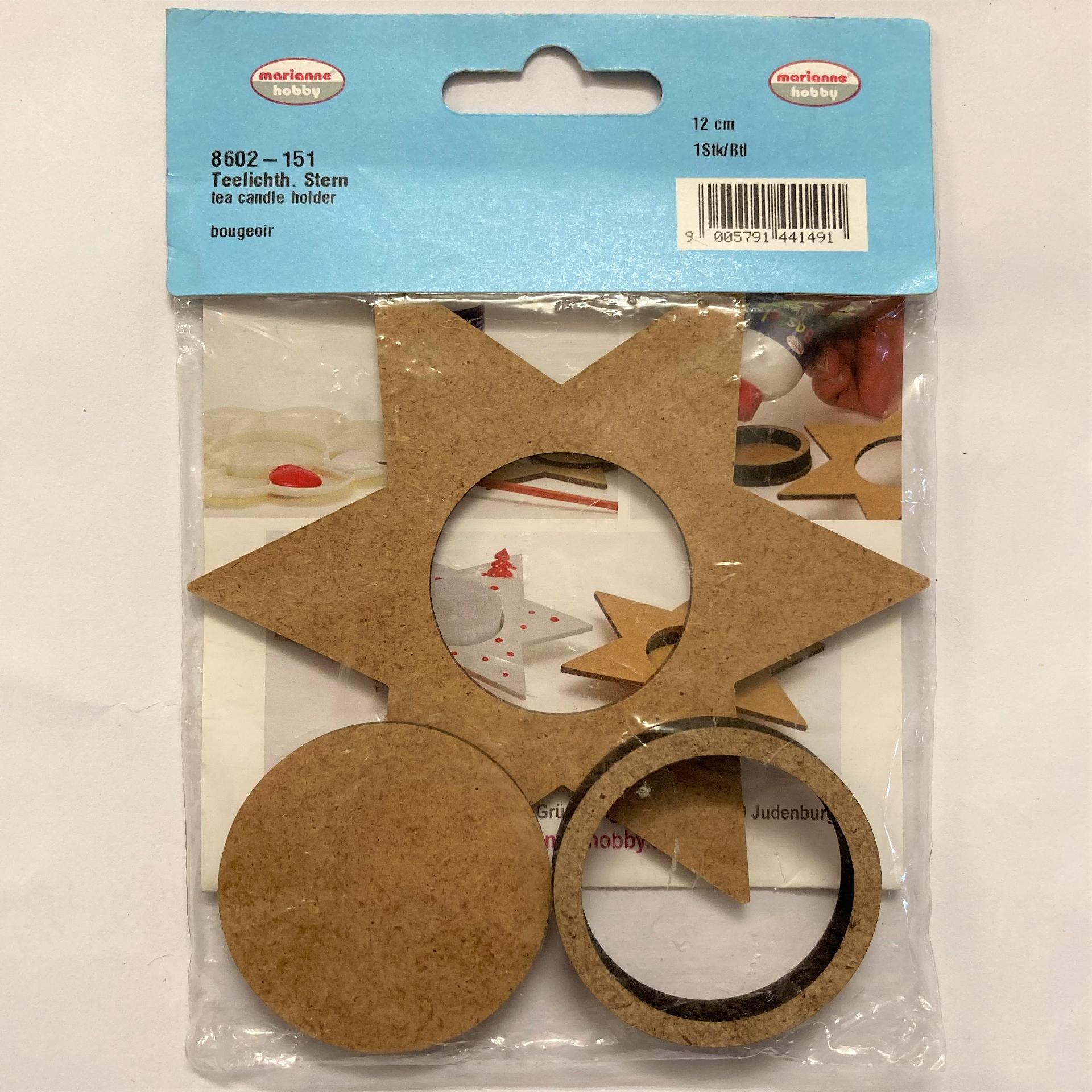 Porta Candelina MDF - Stella marianne hobby Busta da 1 pz 12 cm
