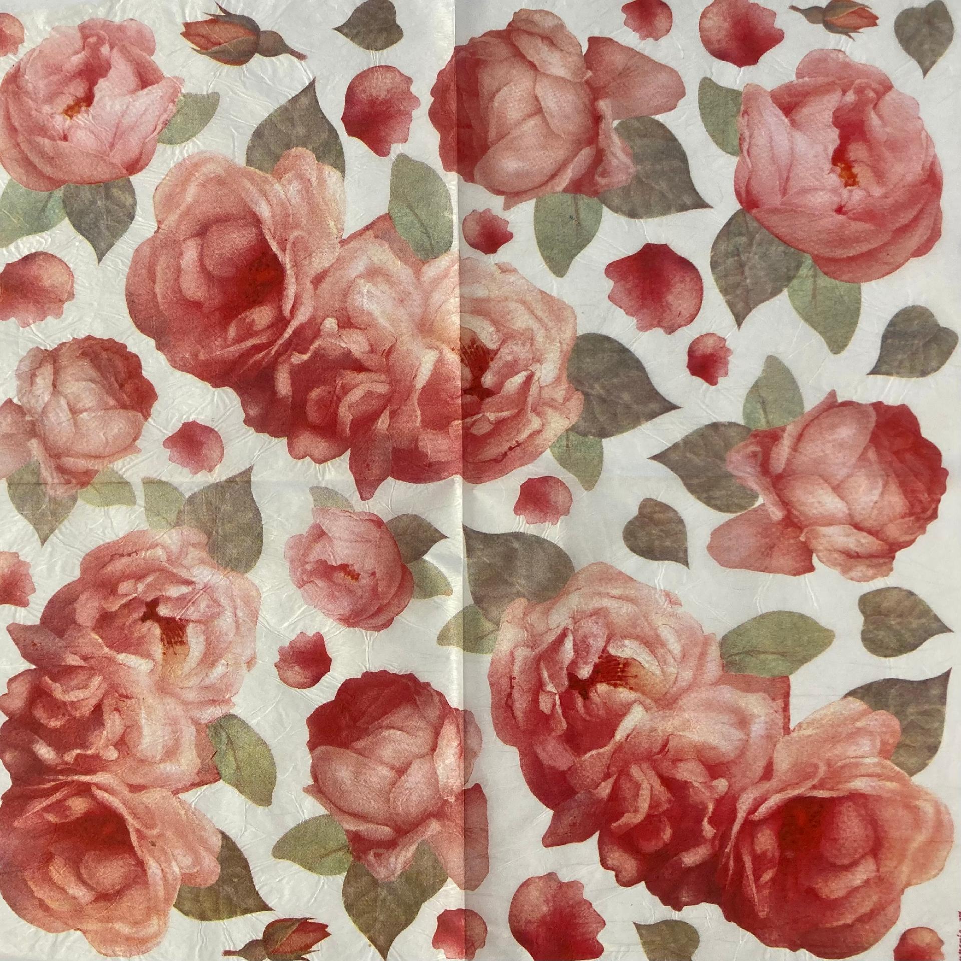 Tovagliolo in carta riso - Rose stamperia 50 x 50 cm