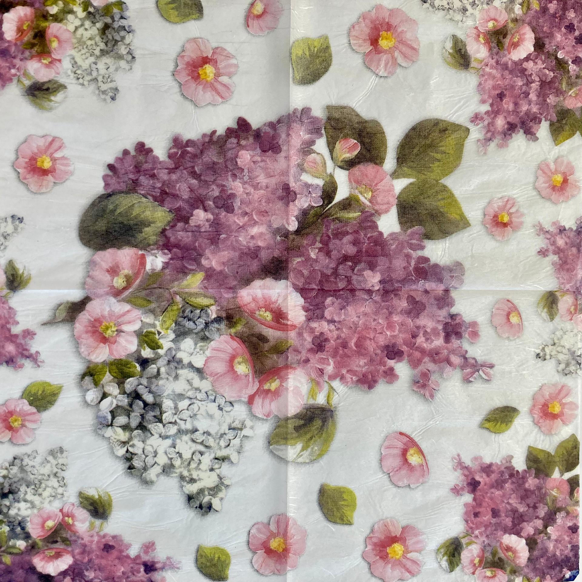 Tovagliolo in carta riso - Composizioni di Fiori stamperia 50 x 50 cm