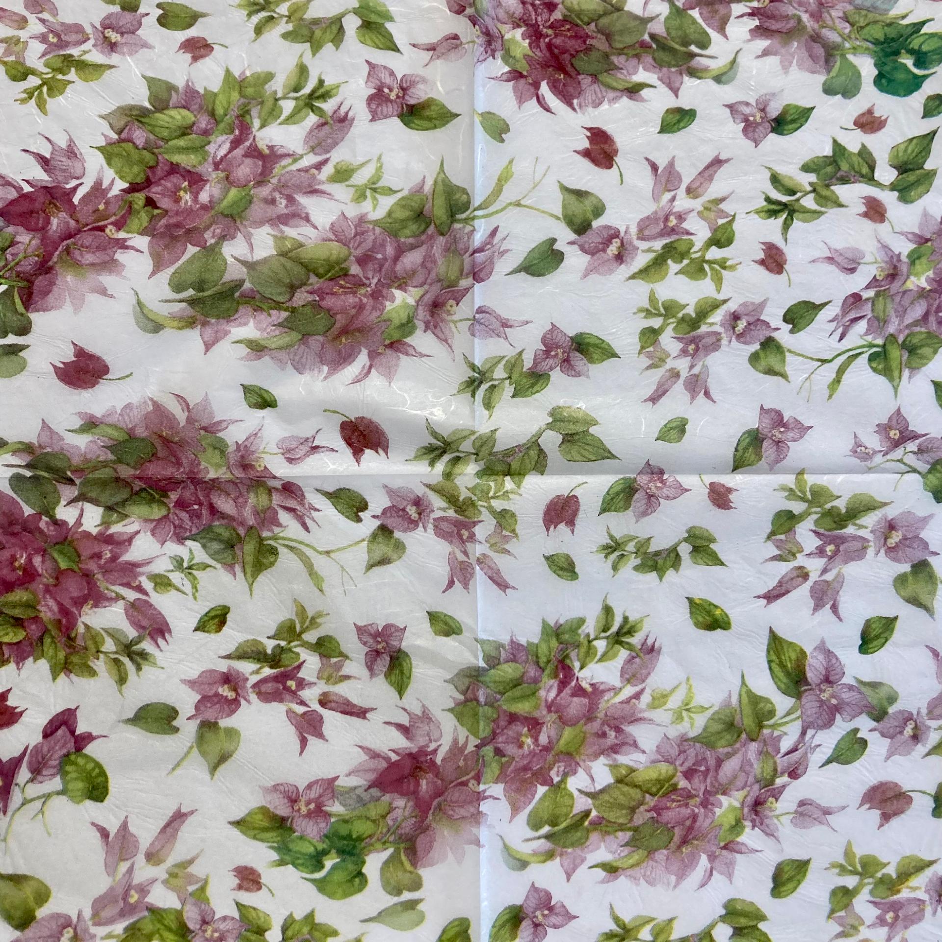 Tovagliolo in carta riso - Fiori rosa e viola Stamperia 50 x 50 cm -  Bagheria (Palermo)