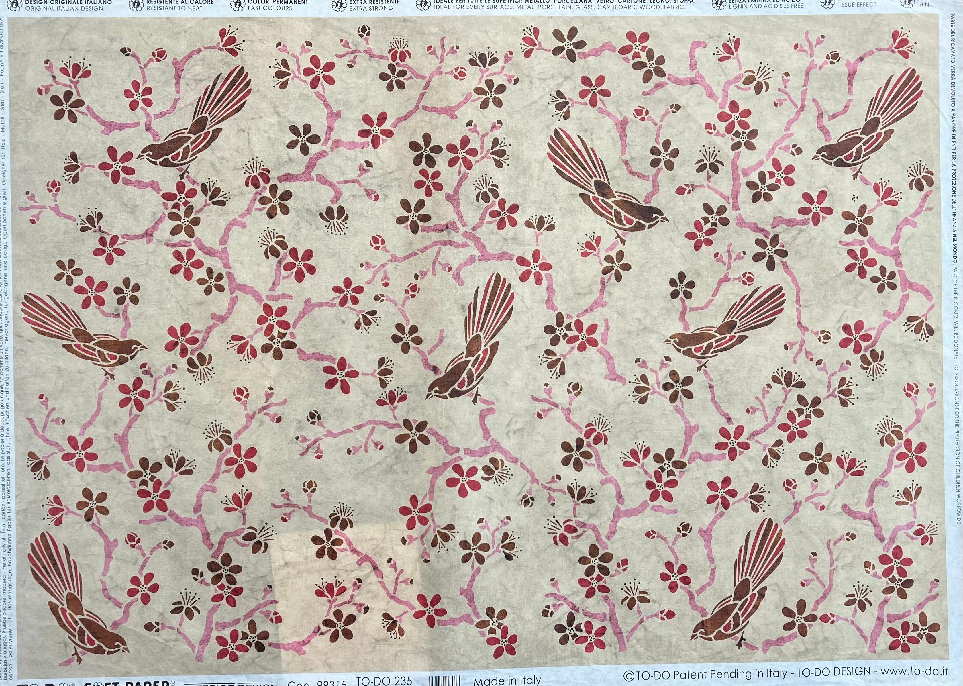 Carta velo - Mandorlo sfondo avorio SC3 TODO Paper Soft 50x70 cm