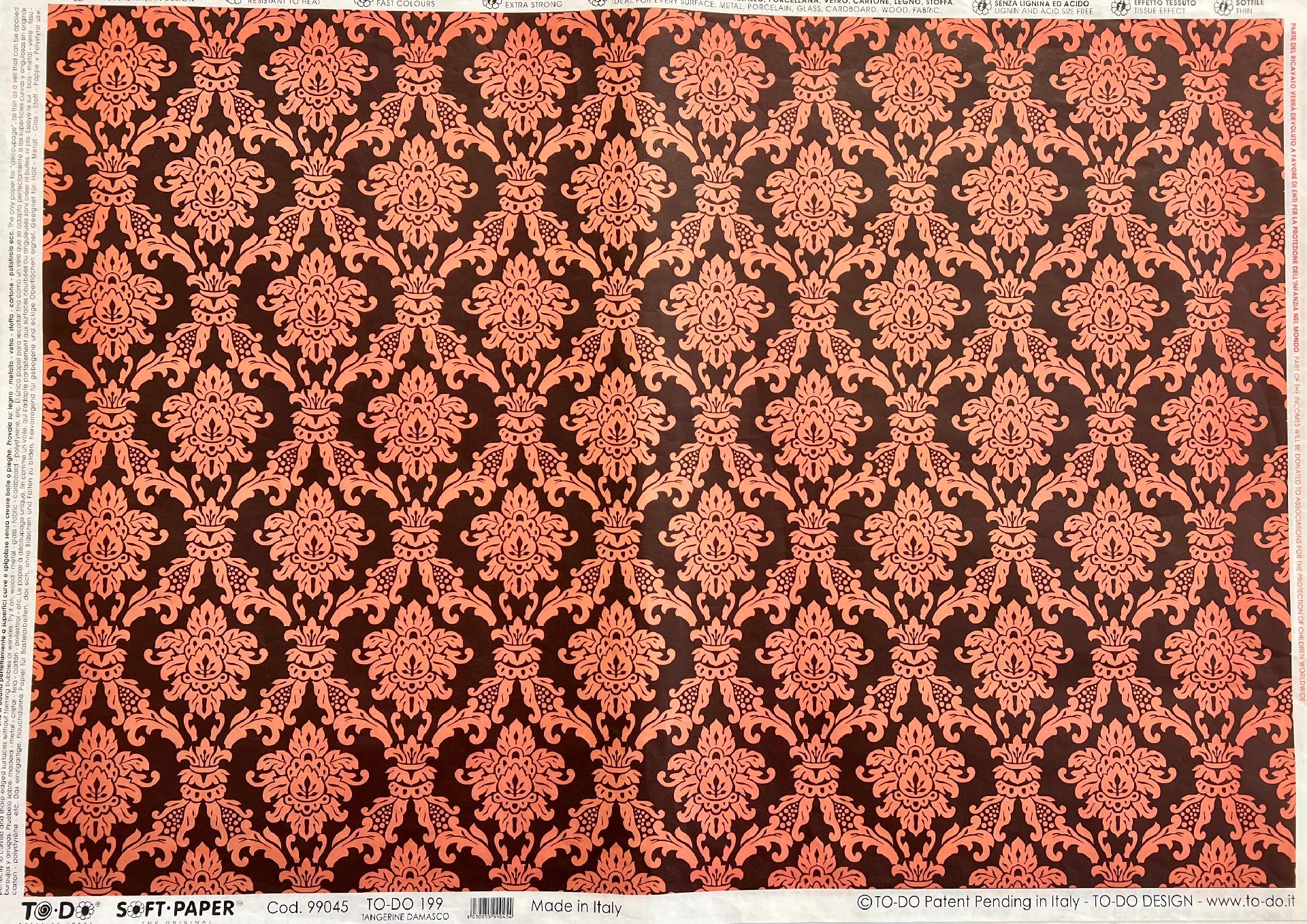 Carta velo - Tangerine Damasco (SC3) TODO Paper Soft 50 x 70 cm