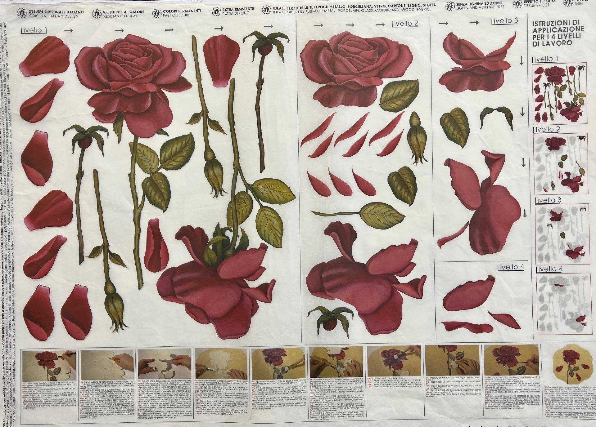 Carta velo - Rose Rosse Basso Rilievo (SC3) TODO Paper Soft 50x70 cm