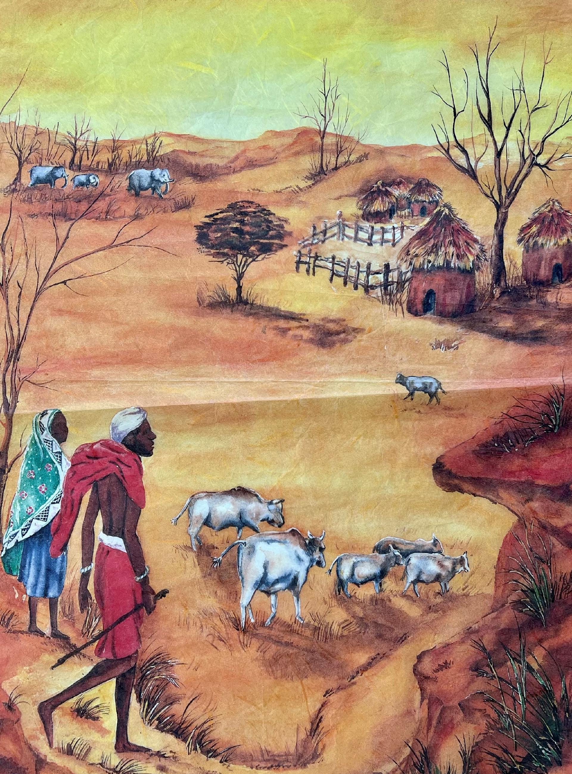 Carta di Riso - Villaggio Masai Renkalik 50 x 70 cm