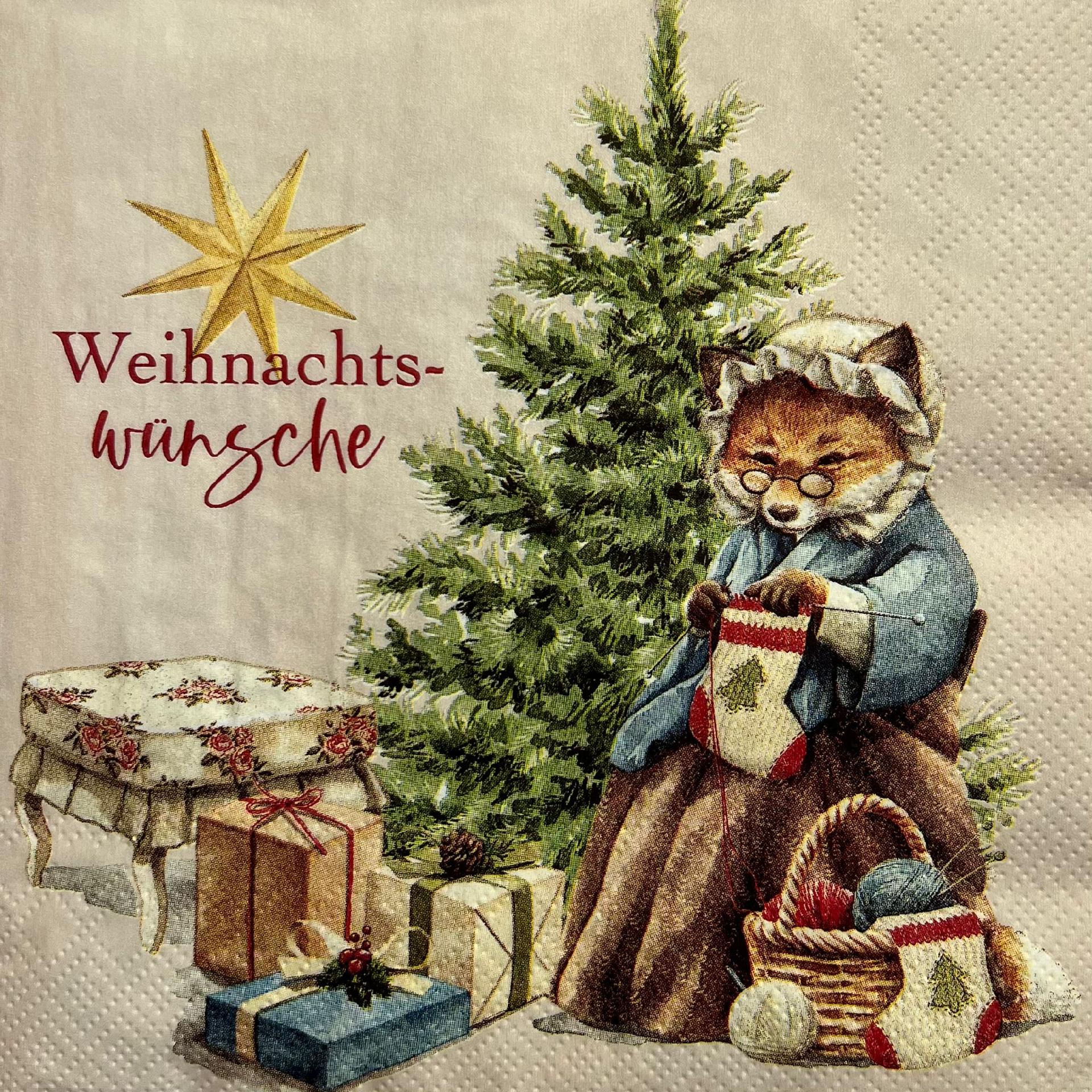 tovaglioli per decoupage volpe con albero di natale arti e grafica busta da 2 pezzi 33x33