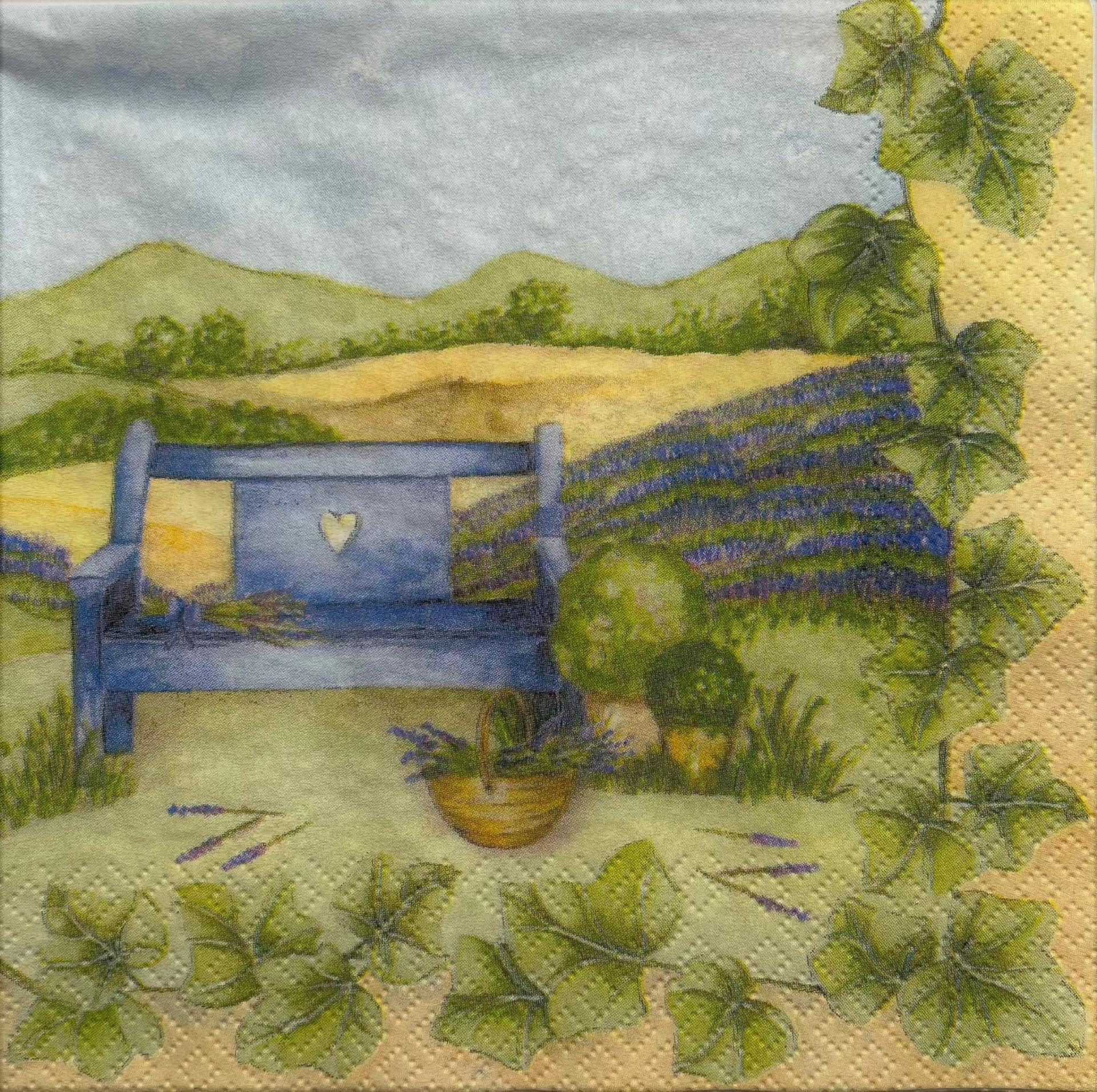 Tovaglioli per decoupage  paesaggio con lavanda Arti e Grafica busta da 2 pezzi 33x33 cm